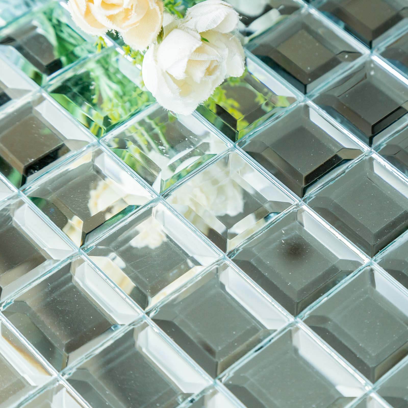 10 Pack 10 Sq ft Silver Peel and Stick Backsplash Mirror Wall Tiles - Image 7