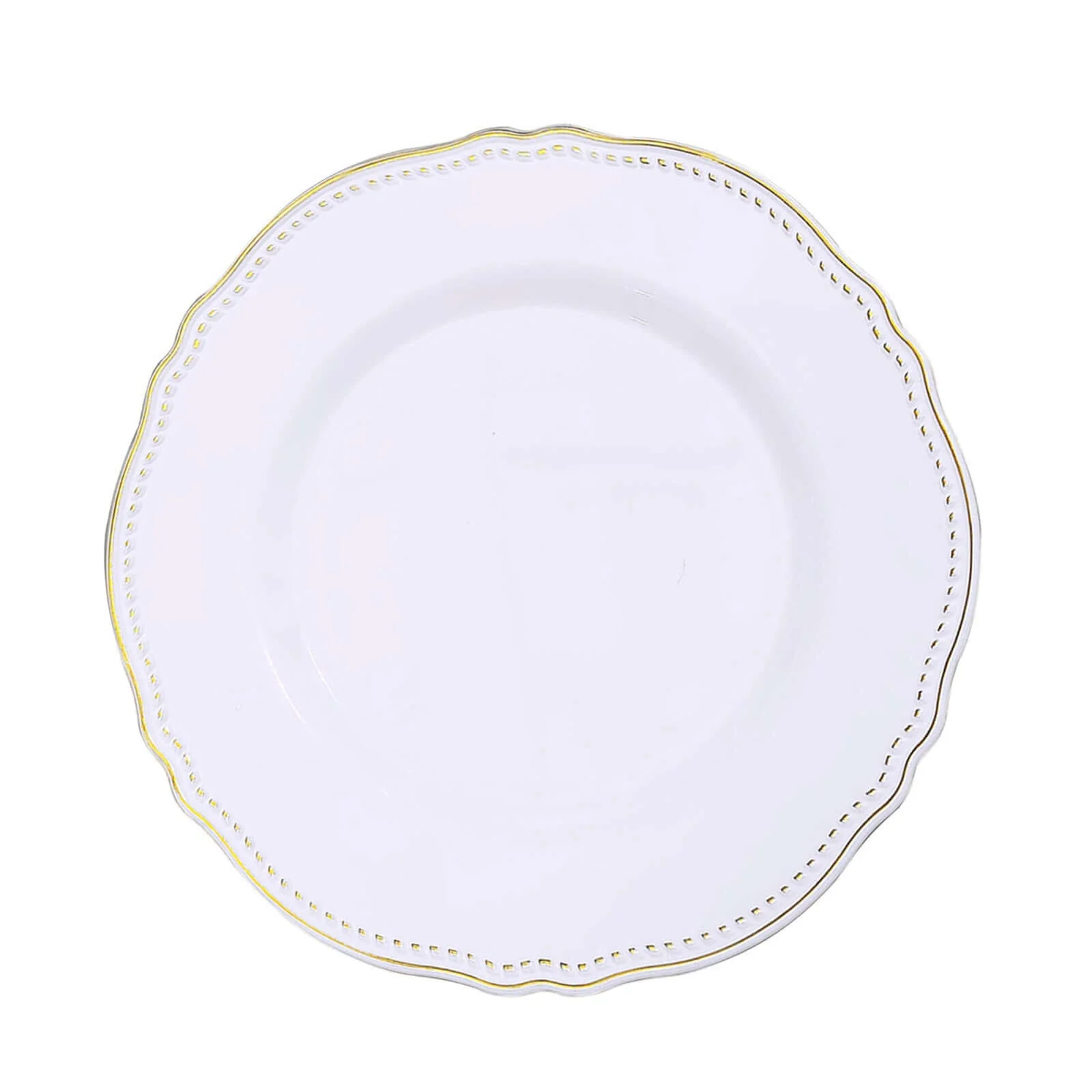 10-Pack Plastic 10" Dinner Plates in White with Gold Scalloped Rim - Disposable Large Party Plates for Upscale Events & Banquets - Image 7