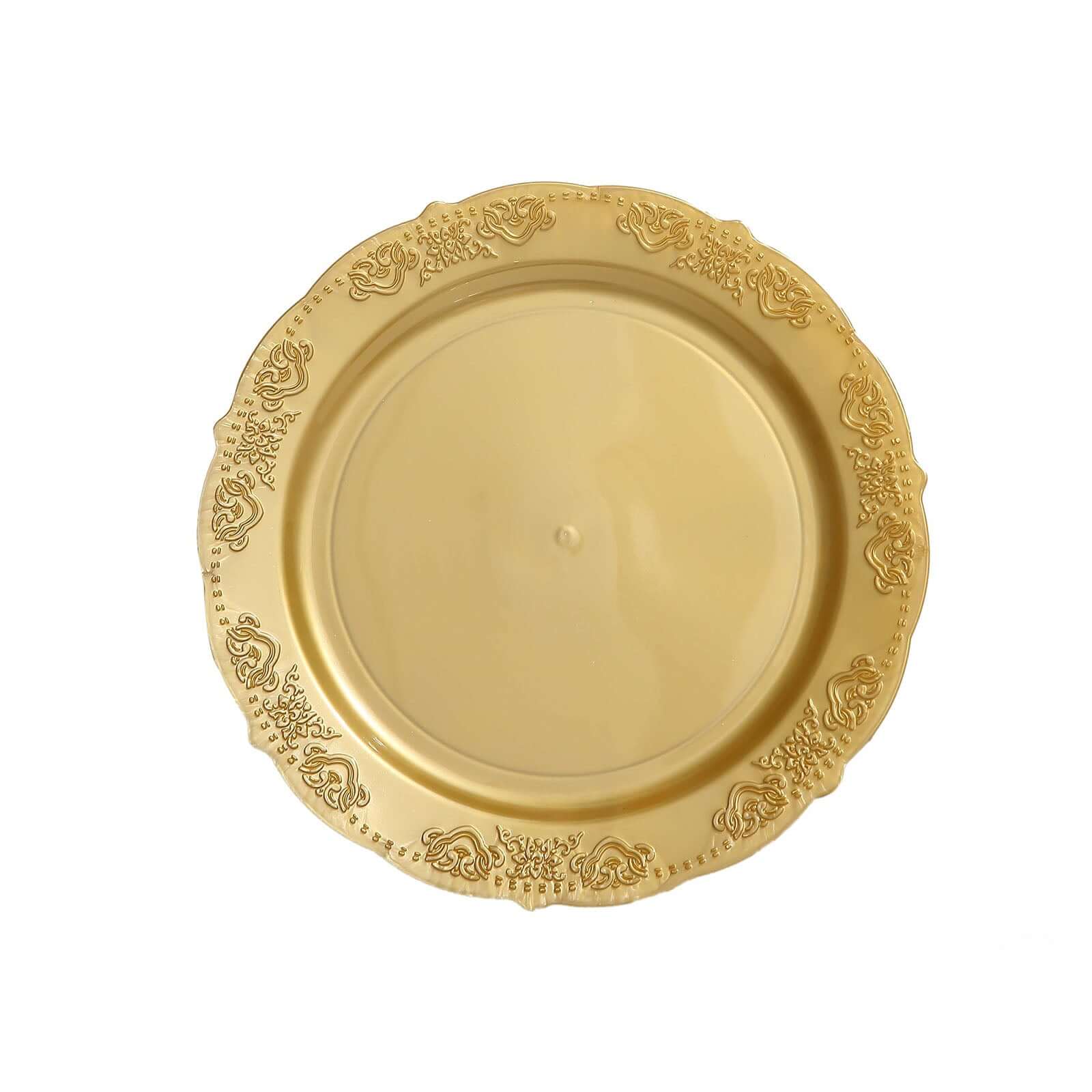 10-Pack Plastic 7.5" Round Appetizer Plates Gold Embossed Scalloped Edge - Chic Disposable Salad Plates for Special Occasions & Banquets - Image 7