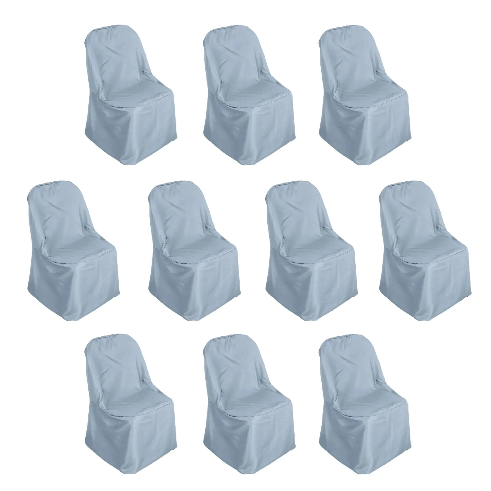 10 Pack Polyester Chair Covers for Folding Chairs Dusty Blue - Wrinkle-Free Stain-Resistant Slip-On Slipcovers - Image 3
