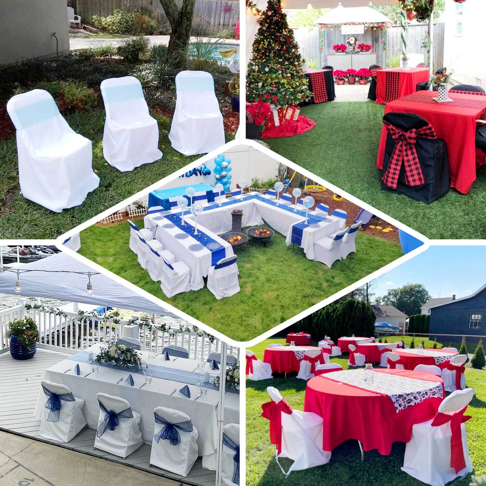 10 Pack Polyester Chair Covers for Folding Chairs Burgundy - Wrinkle-Free Stain-Resistant Slip-On Slipcovers - Image 5