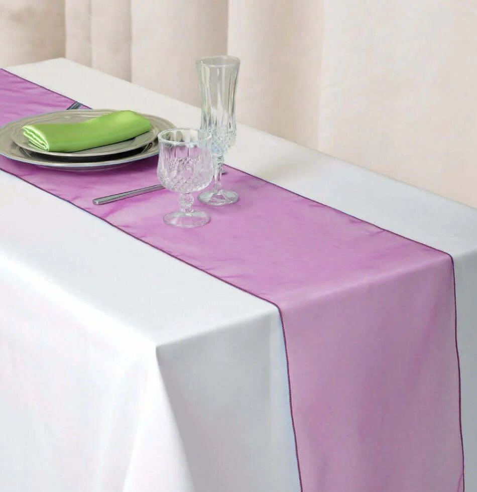 10 Pack Sheer Organza 14"x108" Table Runners Fuchsia - Soft and Lightweight Table Accent - Image 2