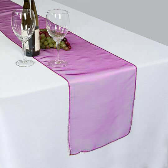 10 Pack Sheer Organza 14"x108" Table Runners Fuchsia - Soft and Lightweight Table Accent - Image 7