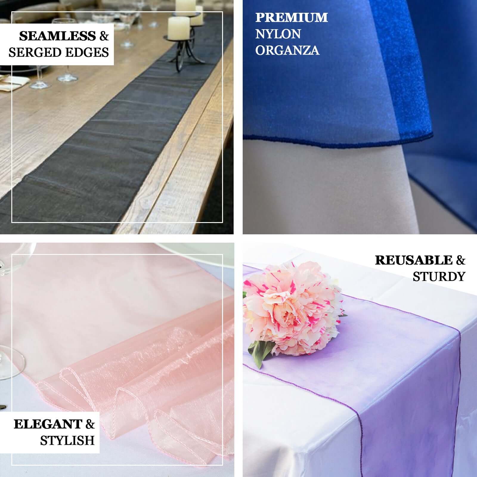 10 Pack Sheer Organza 14"x108" Table Runners Peach - Soft and Lightweight Table Accent - Image 3