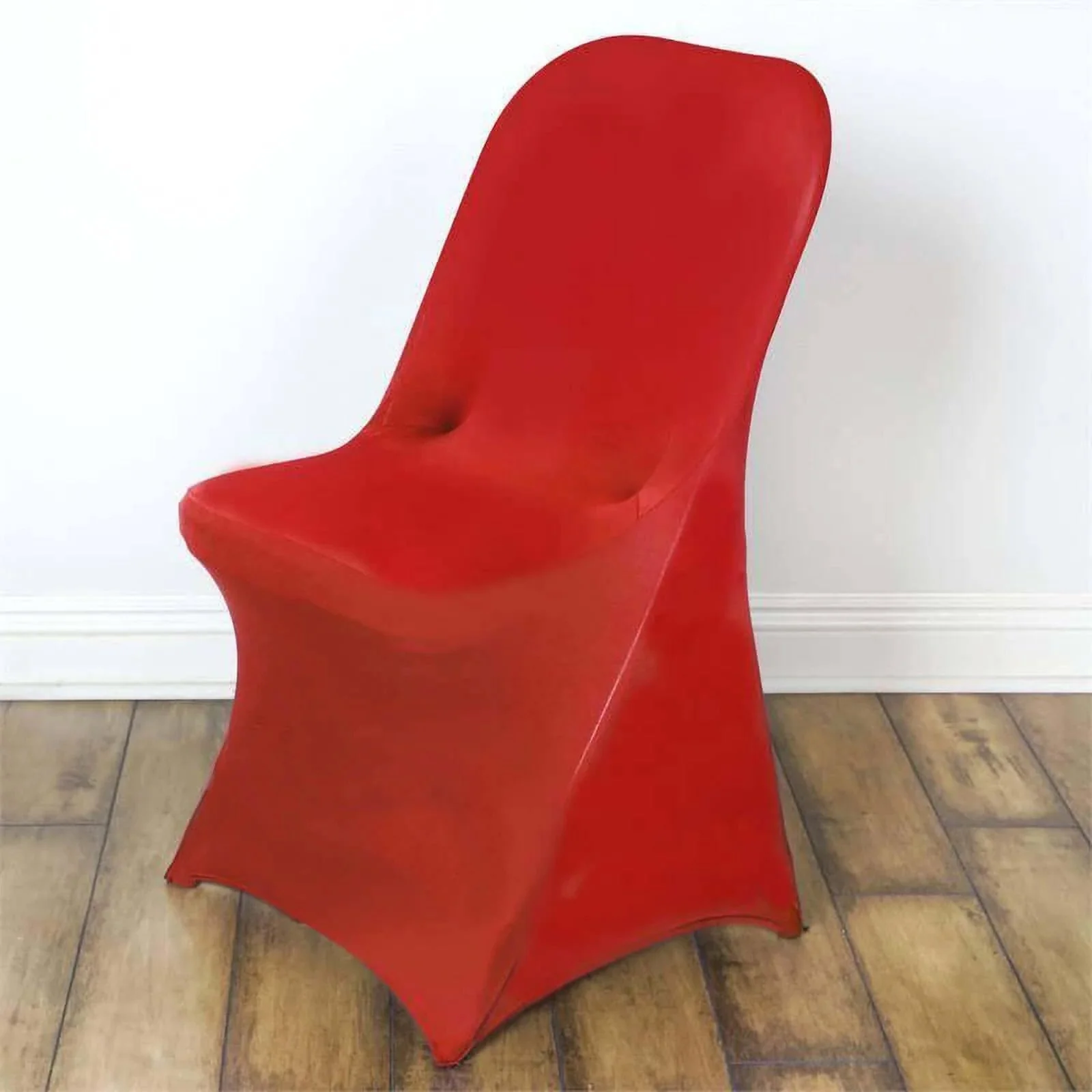 10 Pack Stretch Spandex Chair Covers Red for Folding Chairs - Durable 160GSM Fitted Slipcovers - Image 2