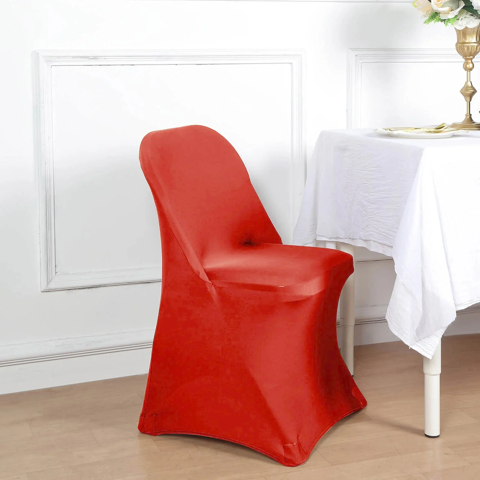 10 Pack Stretch Spandex Chair Covers Red for Folding Chairs - Durable 160GSM Fitted Slipcovers - Image 4