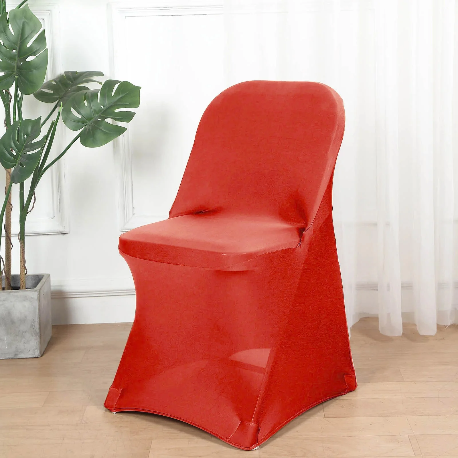 10 Pack Stretch Spandex Chair Covers Red for Folding Chairs - Durable 160GSM Fitted Slipcovers - Image 5