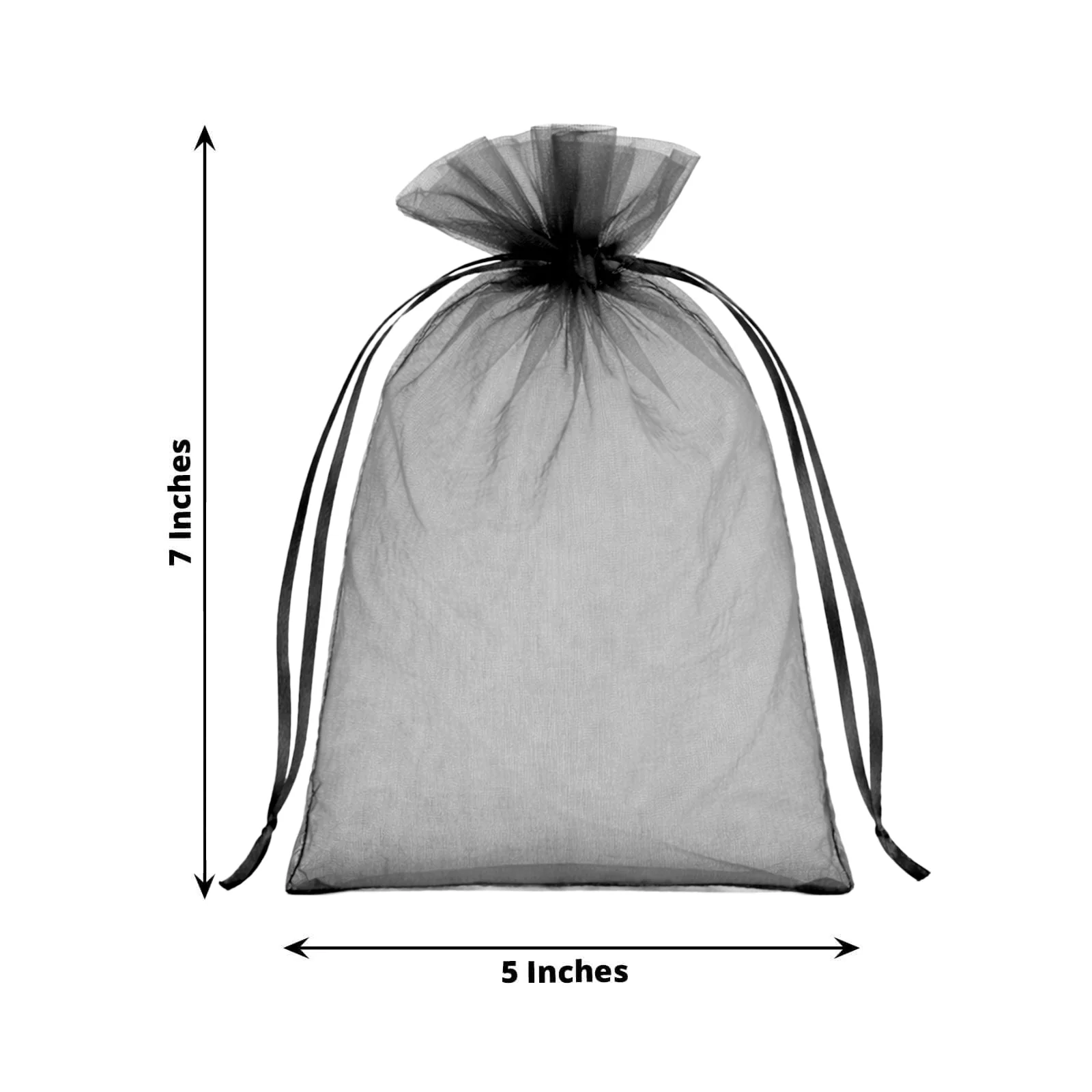 100 Pack Black Organza Gift Bags with Drawstring, 5" x 7" – Wedding Party Favor Bags - Image 3