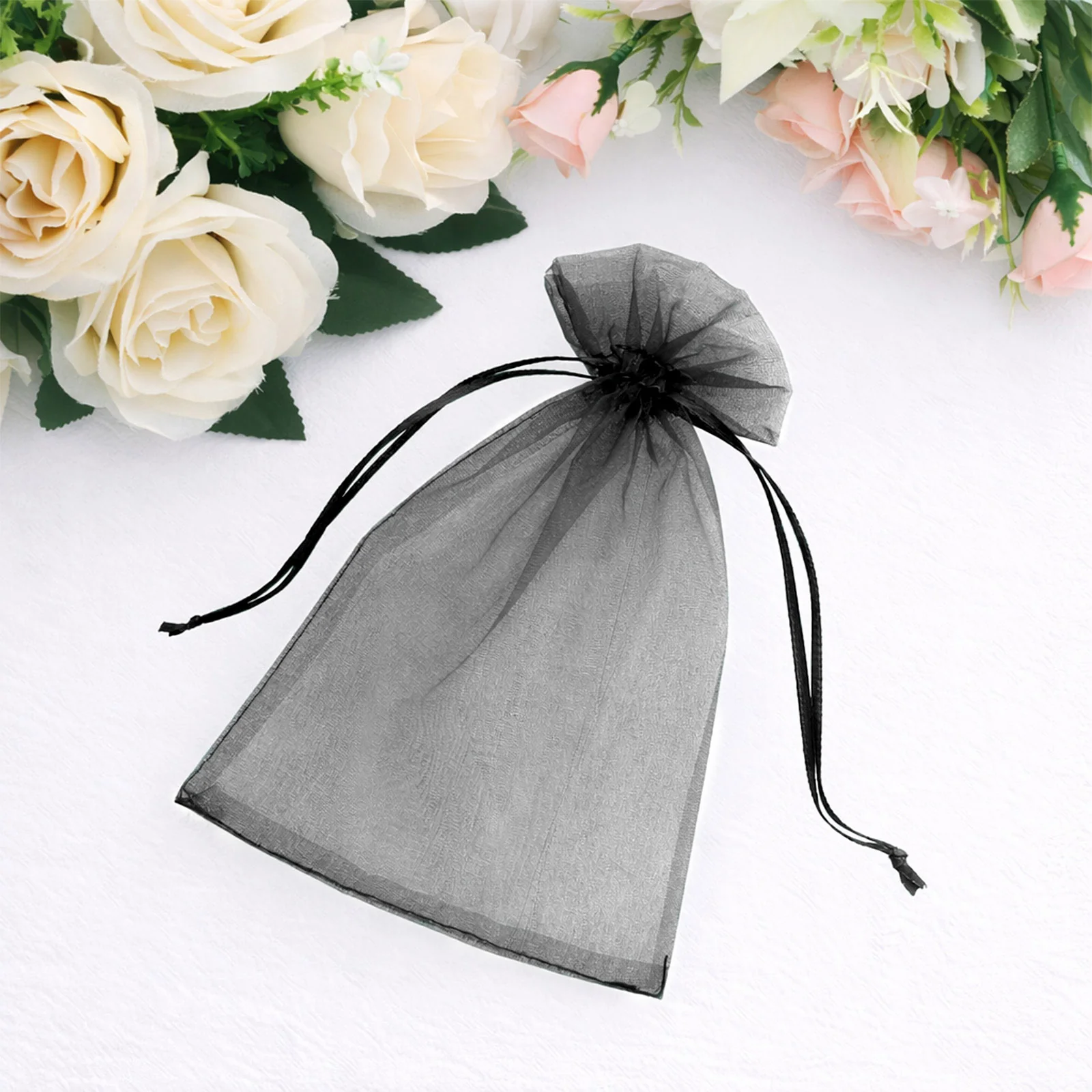 100 Pack Black Organza Gift Bags with Drawstring, 5" x 7" – Wedding Party Favor Bags - Image 6