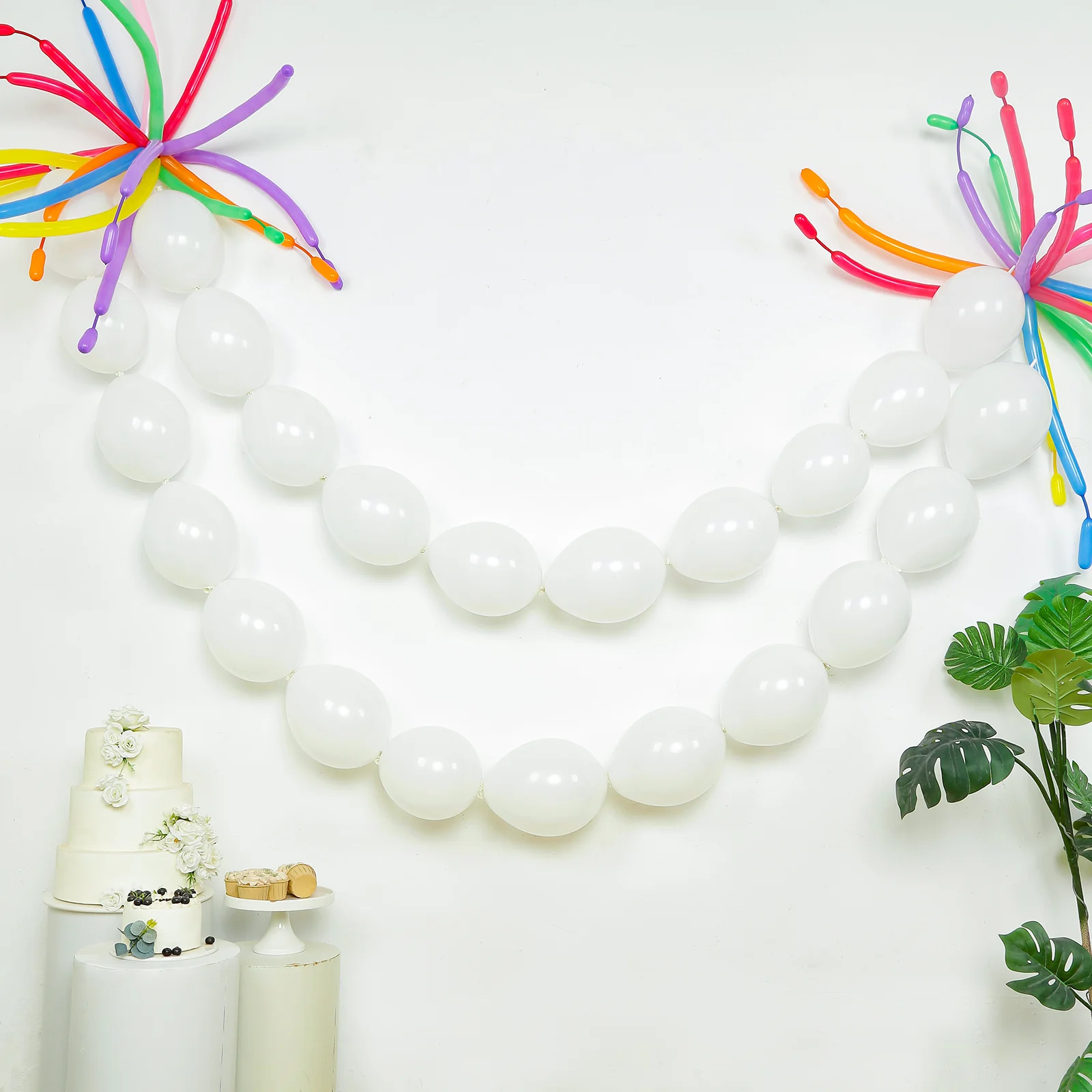 100 Pcs Biodegradable Link Balloons 10" Matte Pastel White, Latex Quick Linking Balloons for Balloon Chains, Garland, Arch, Backdrop & Wall Decor - Image 6