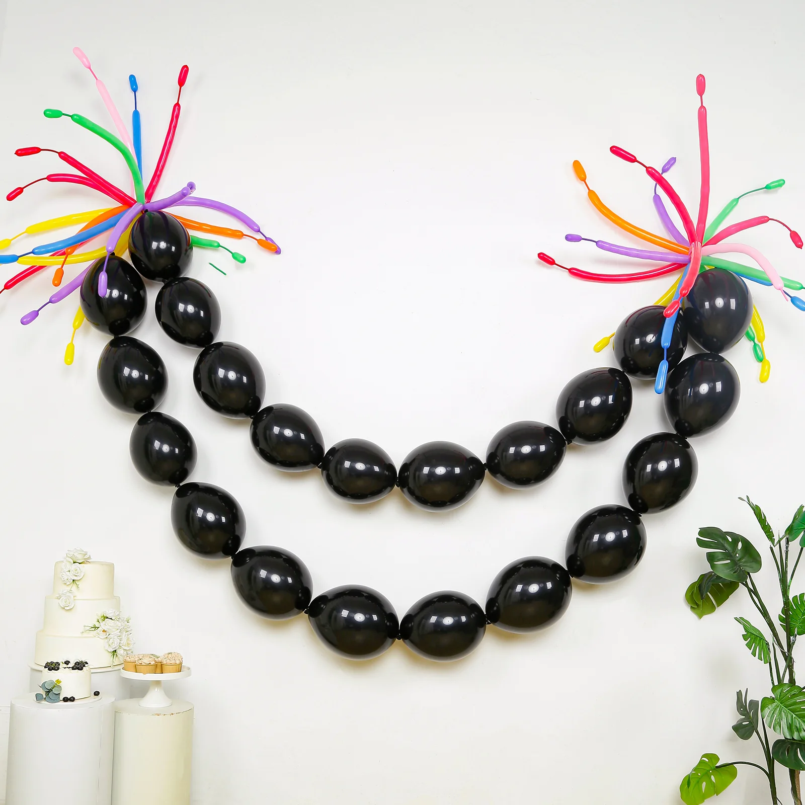 100 Pcs Biodegradable Link Balloons 12" Matte Pastel Black, Latex Quick Linking Balloons for Balloon Chains, Garland, Arch, Backdrop & Wall Decor - Image 6