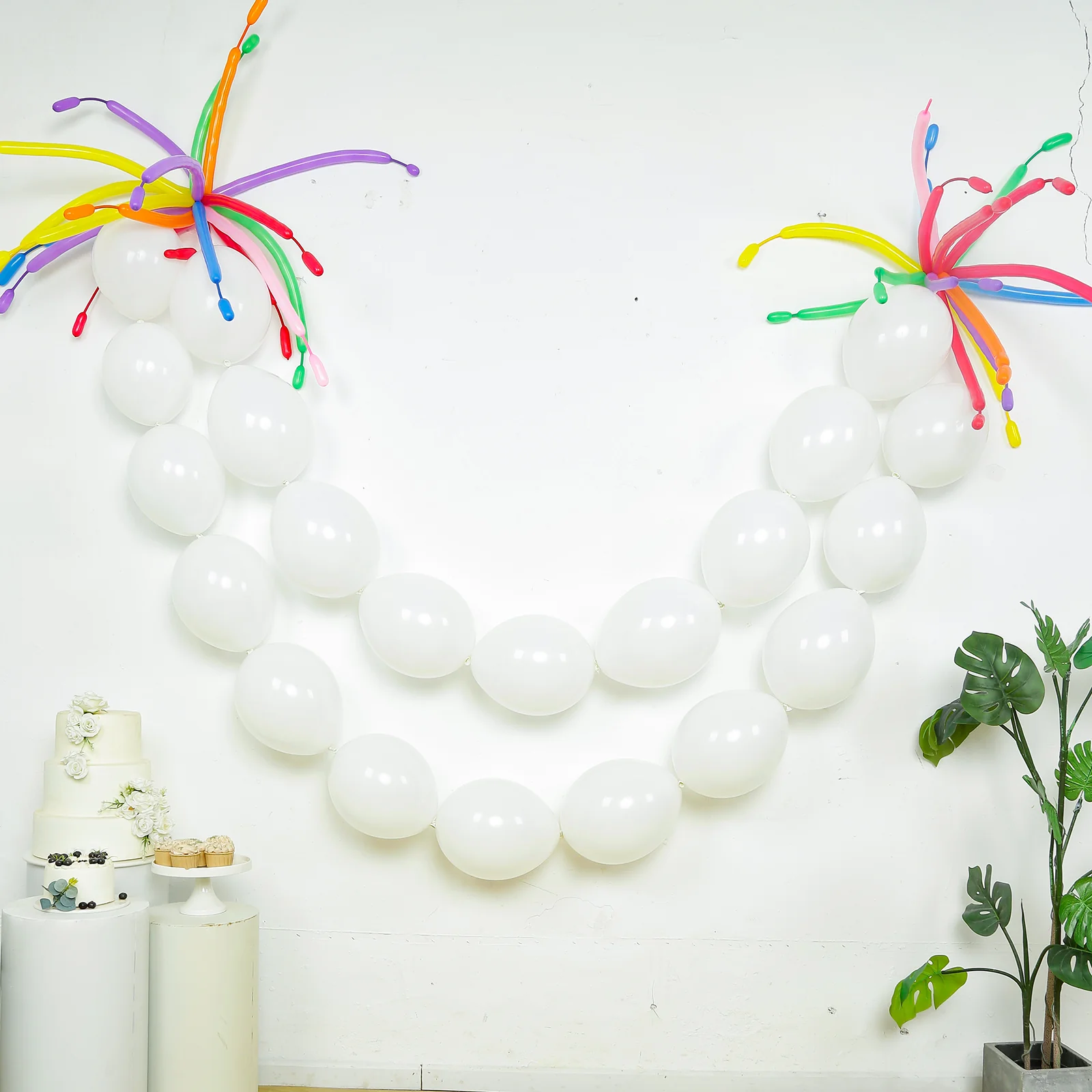 100 Pcs Biodegradable Link Balloons 12" Matte Pastel White, Latex Quick Linking Balloons for Balloon Chains, Garland, Arch, Backdrop & Wall Decor - Image 6
