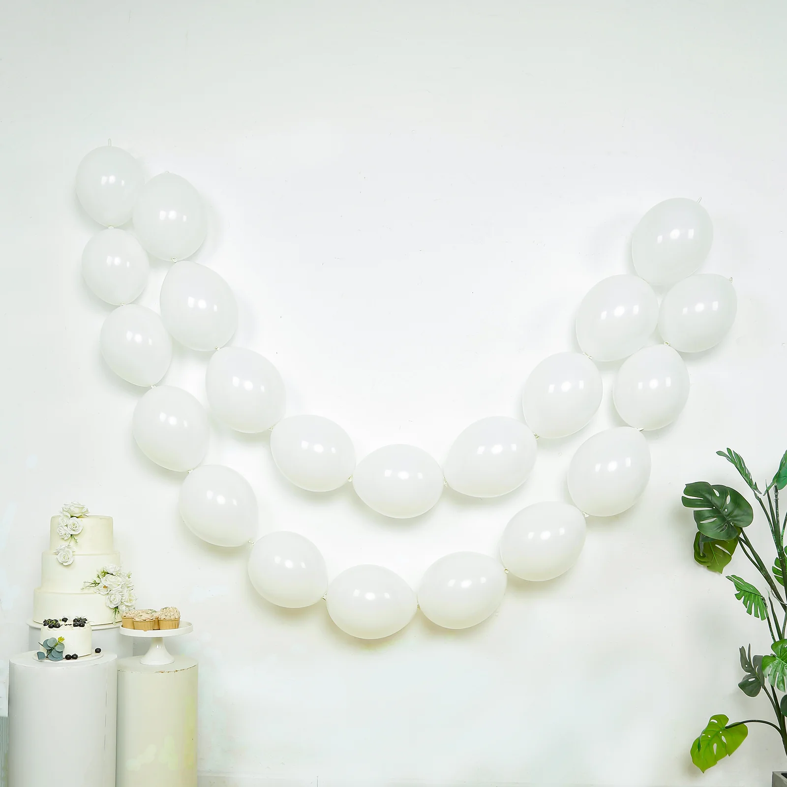 100 Pcs Biodegradable Link Balloons 12" Matte Pastel White, Latex Quick Linking Balloons for Balloon Chains, Garland, Arch, Backdrop & Wall Decor - Image 9