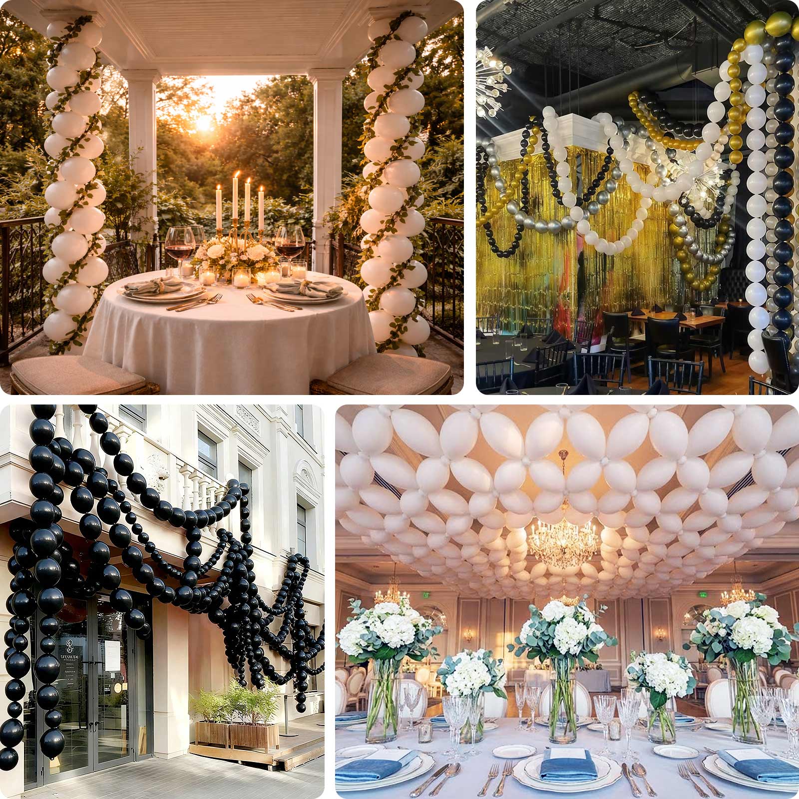 100 Pcs Biodegradable Link Balloons 6" Matte Pastel Black, Latex Quick Linking Balloons for Balloon Chains, Garland, Arch, Backdrop & Wall Decor - Image 4