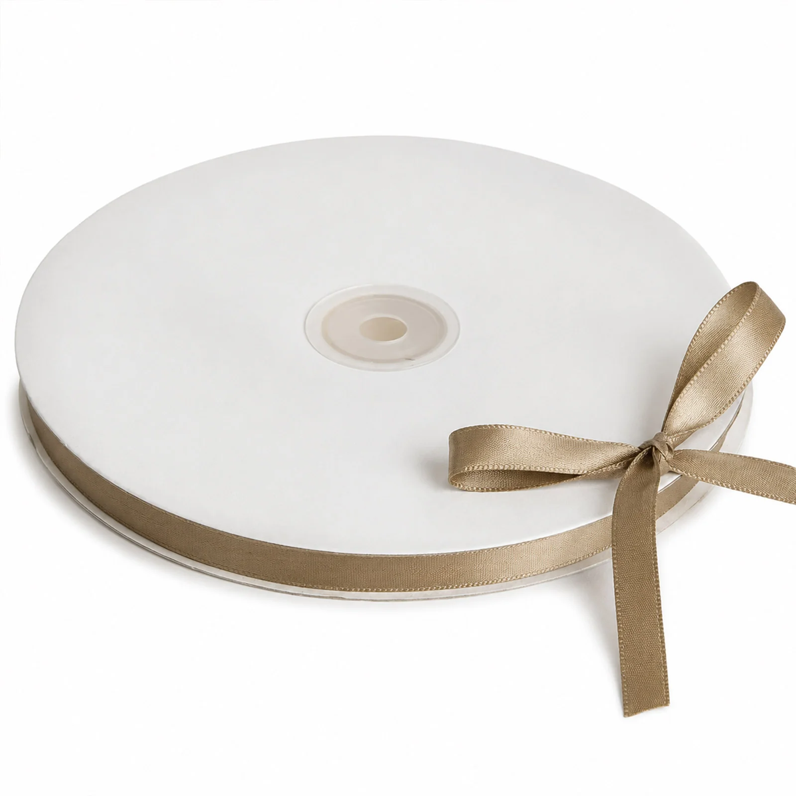 100 Yards 3/8" Champagne Single Face Decorative Satin Ribbon - Image 2