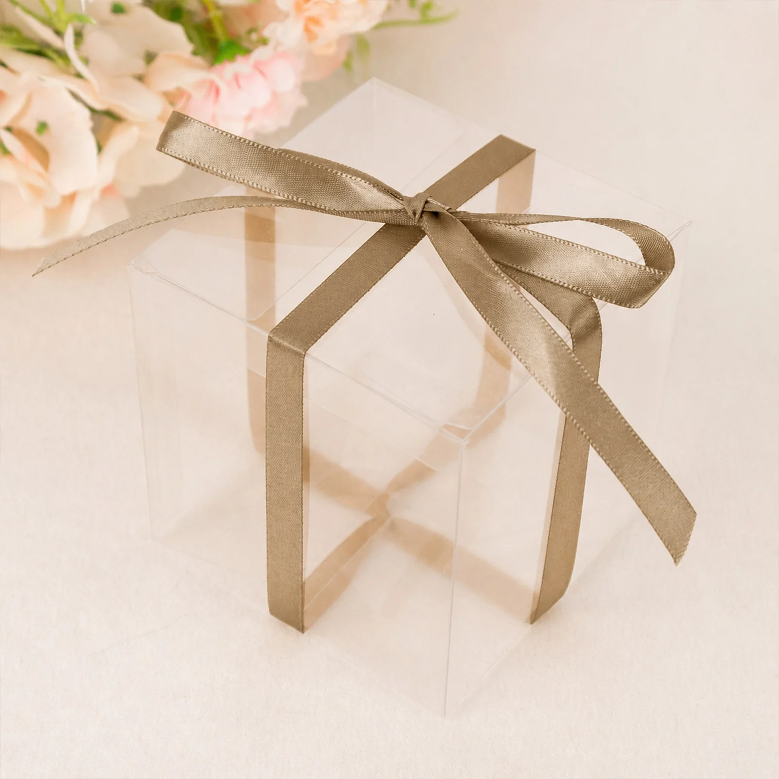 100 Yards 3/8" Champagne Single Face Decorative Satin Ribbon - Image 3