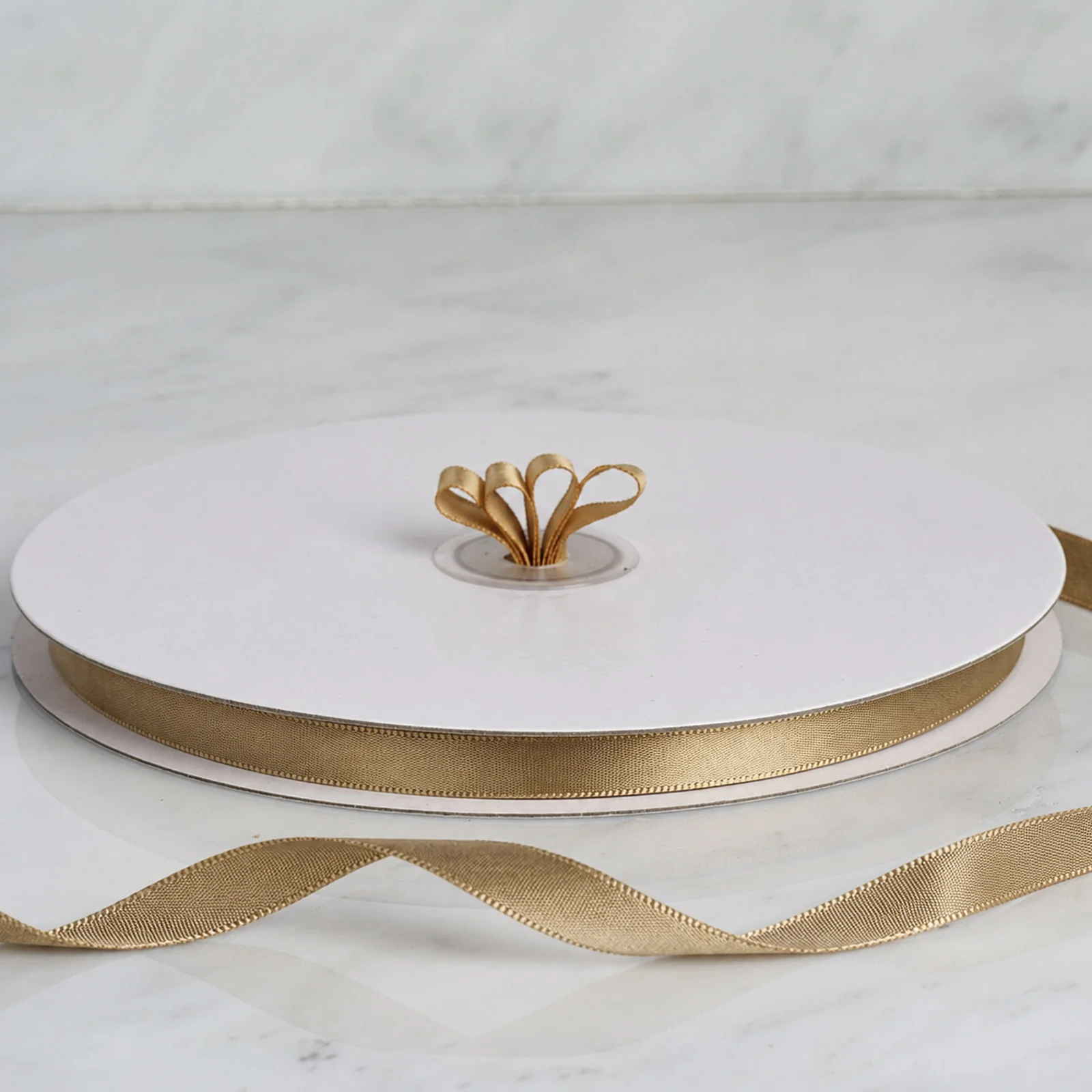 100 Yards 3/8" Champagne Single Face Decorative Satin Ribbon - Image 5