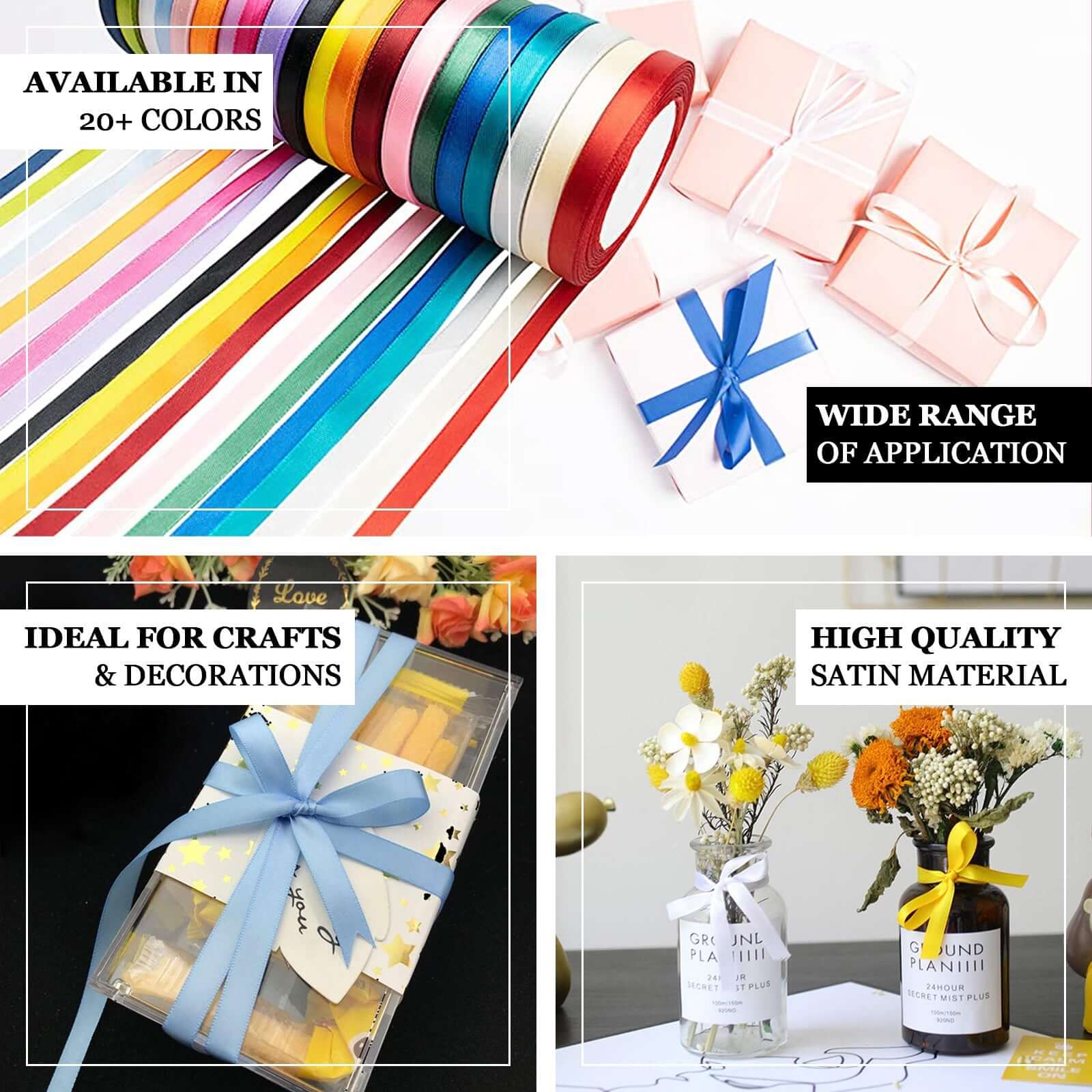 100 Yards 3/8" Champagne Single Face Decorative Satin Ribbon - Image 7