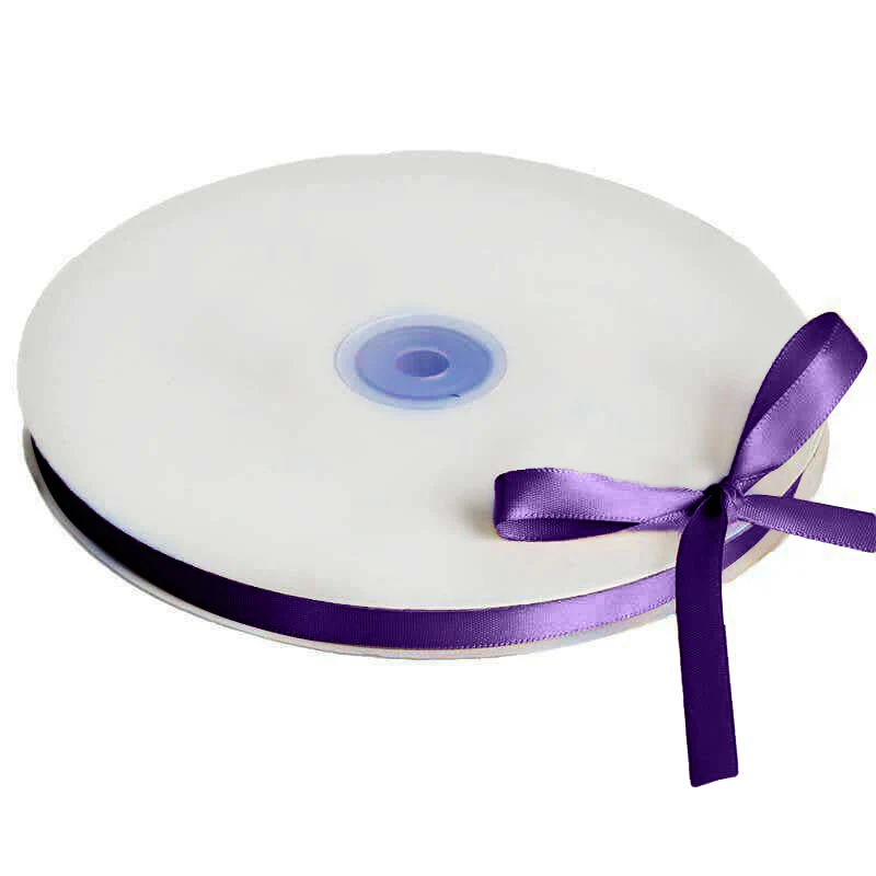 100 Yards 3/8" Purple Single Face Decorative Satin Ribbon - Image 2
