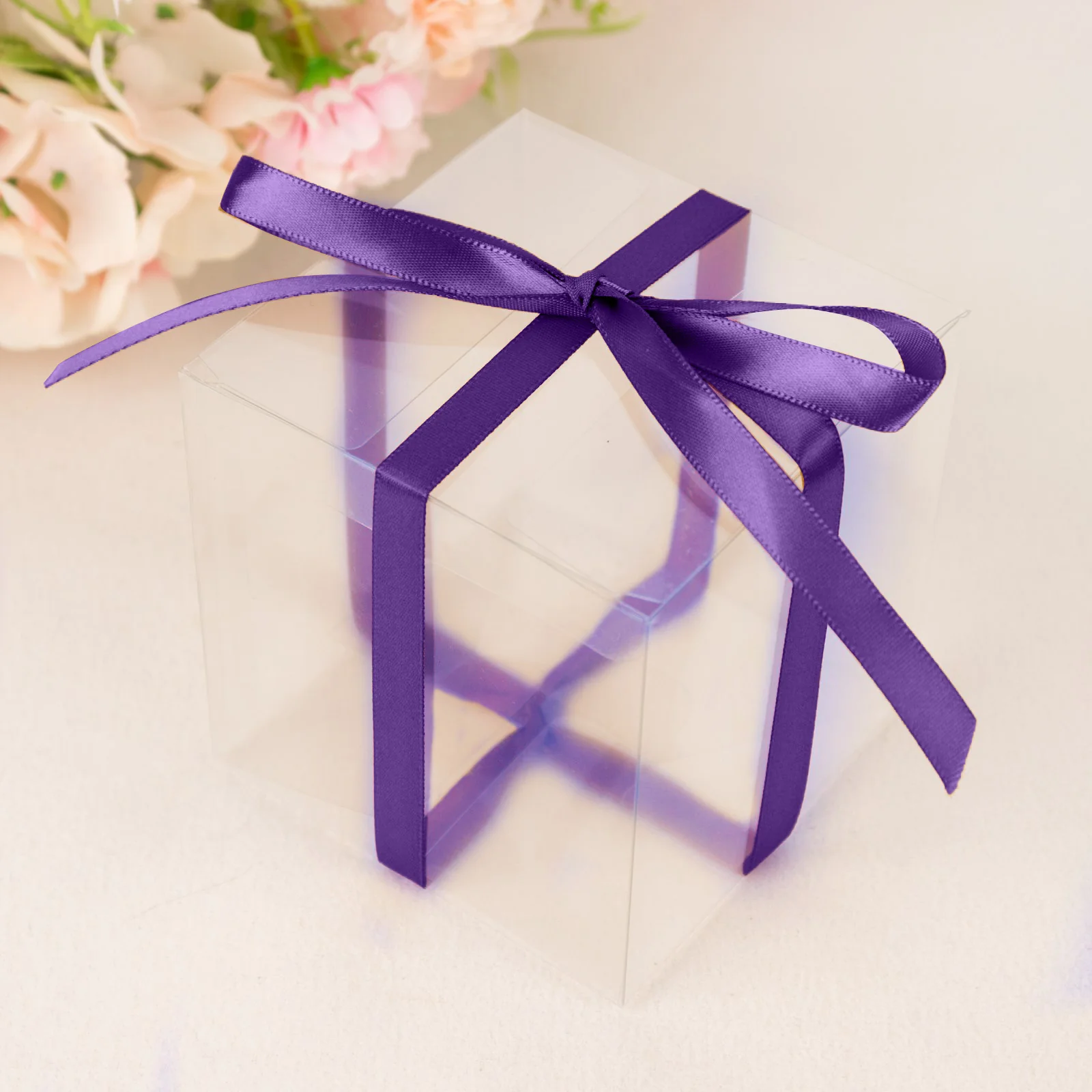 100 Yards 3/8" Purple Single Face Decorative Satin Ribbon - Image 3