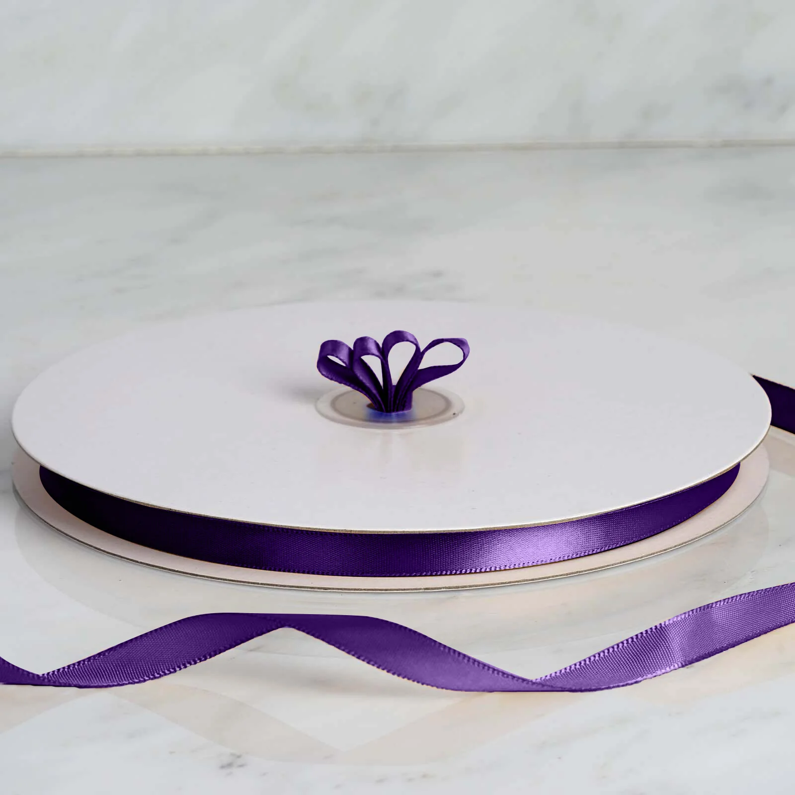 100 Yards 3/8" Purple Single Face Decorative Satin Ribbon - Image 5