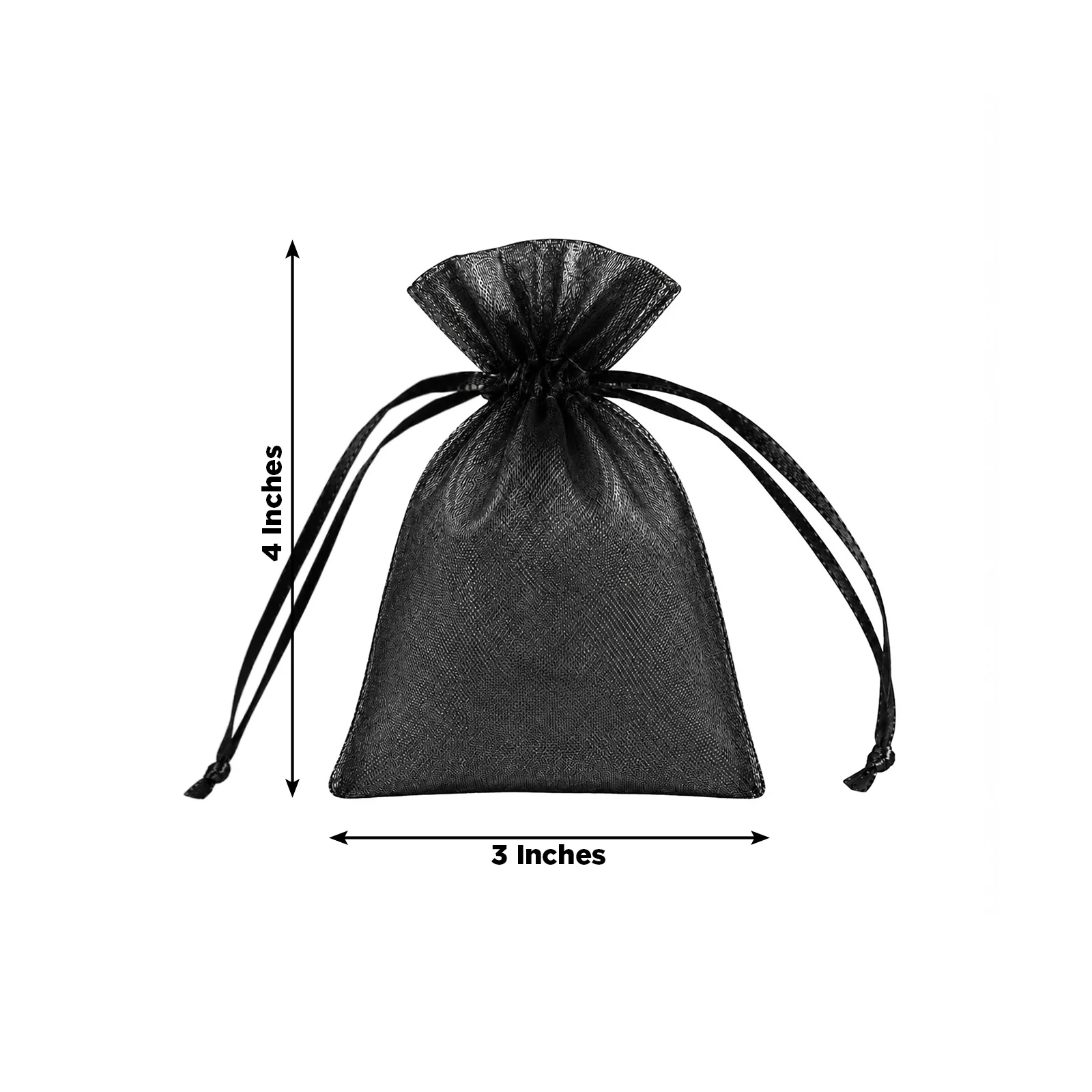 100 Pack Black Organza Drawstring Gift Bags 3" x 4" – Wedding Party Favor Bags - Image 3