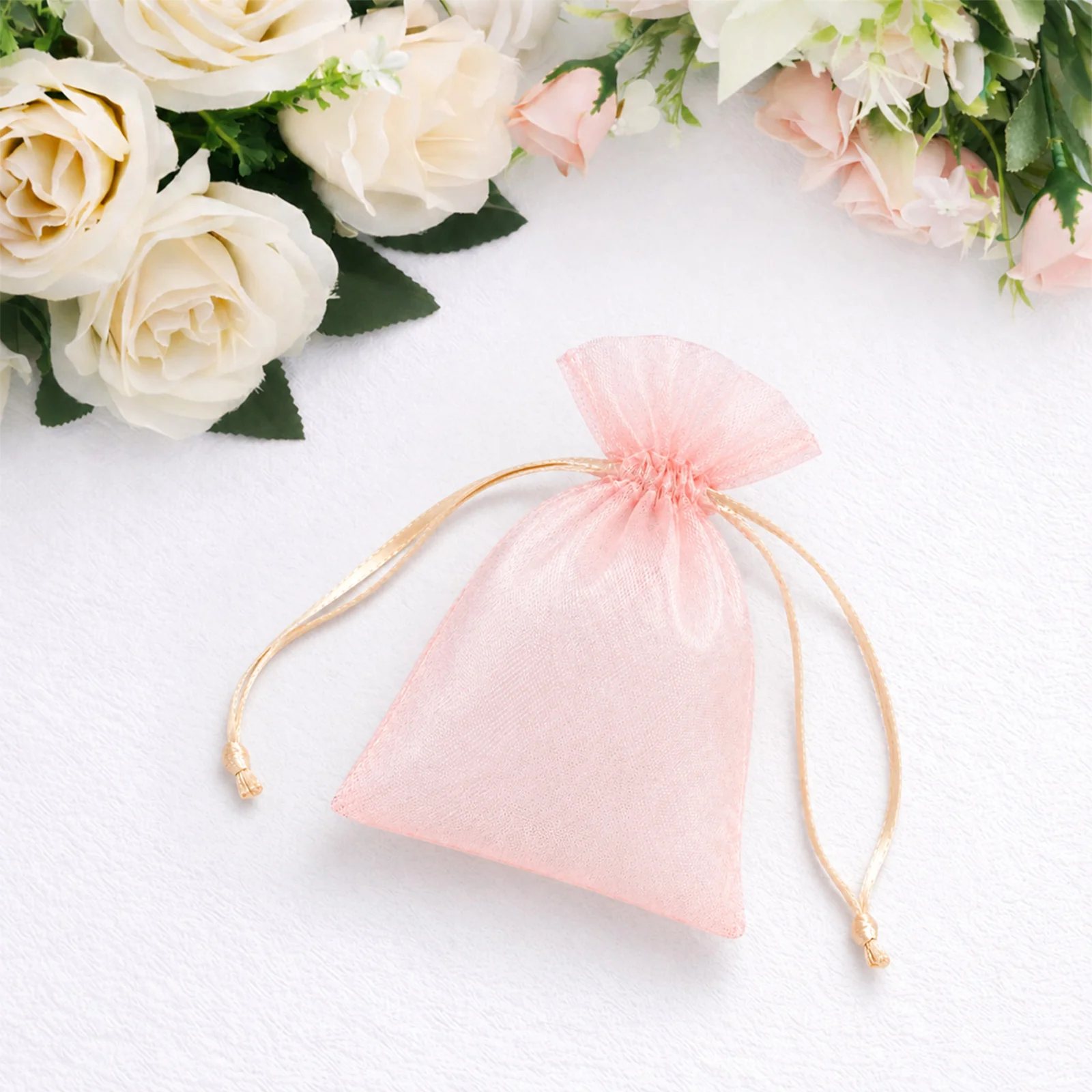100 Pack Blush Organza Drawstring Gift Bags 3" x 4" – Wedding Party Favor Bags - Image 8