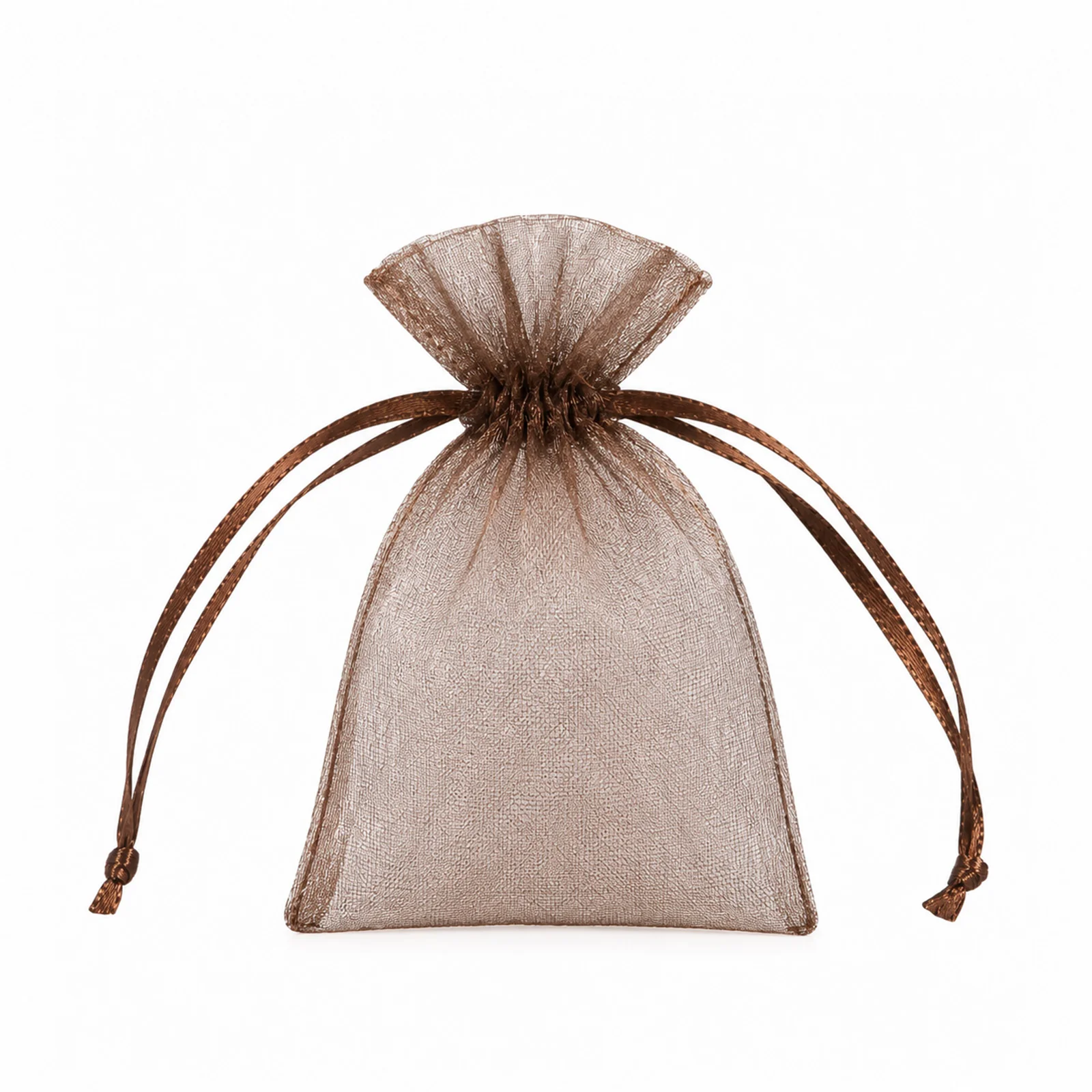 100 Pack Chocolate Organza Drawstring Gift Bags 3" x 4" – Wedding Party Favor Bags - Image 2