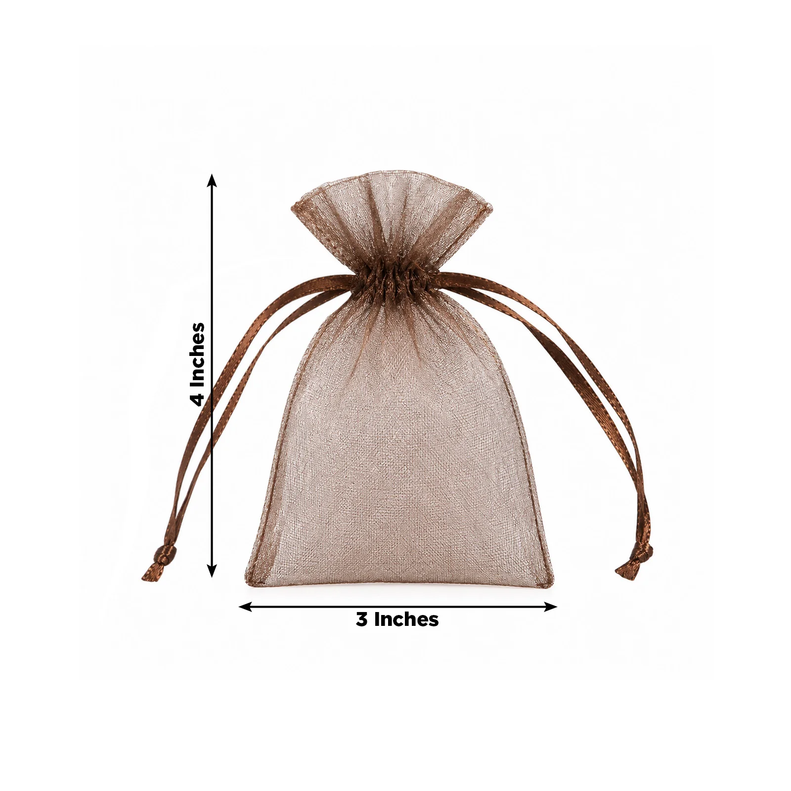 100 Pack Chocolate Organza Drawstring Gift Bags 3" x 4" – Wedding Party Favor Bags - Image 3