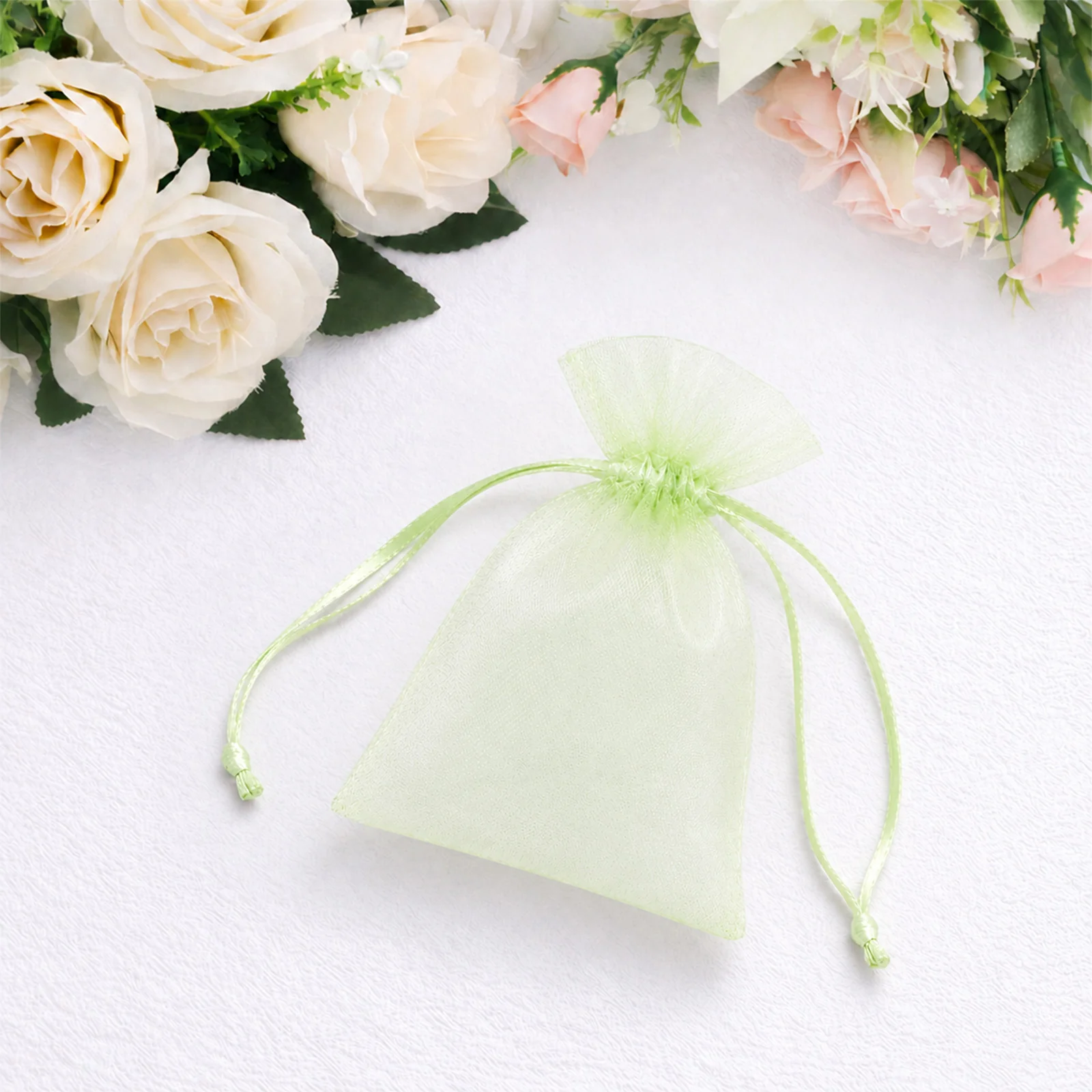 100 Pack Mint Organza Drawstring Gift Bags 3" x 4" – Wedding Party Favor Bags - Image 4