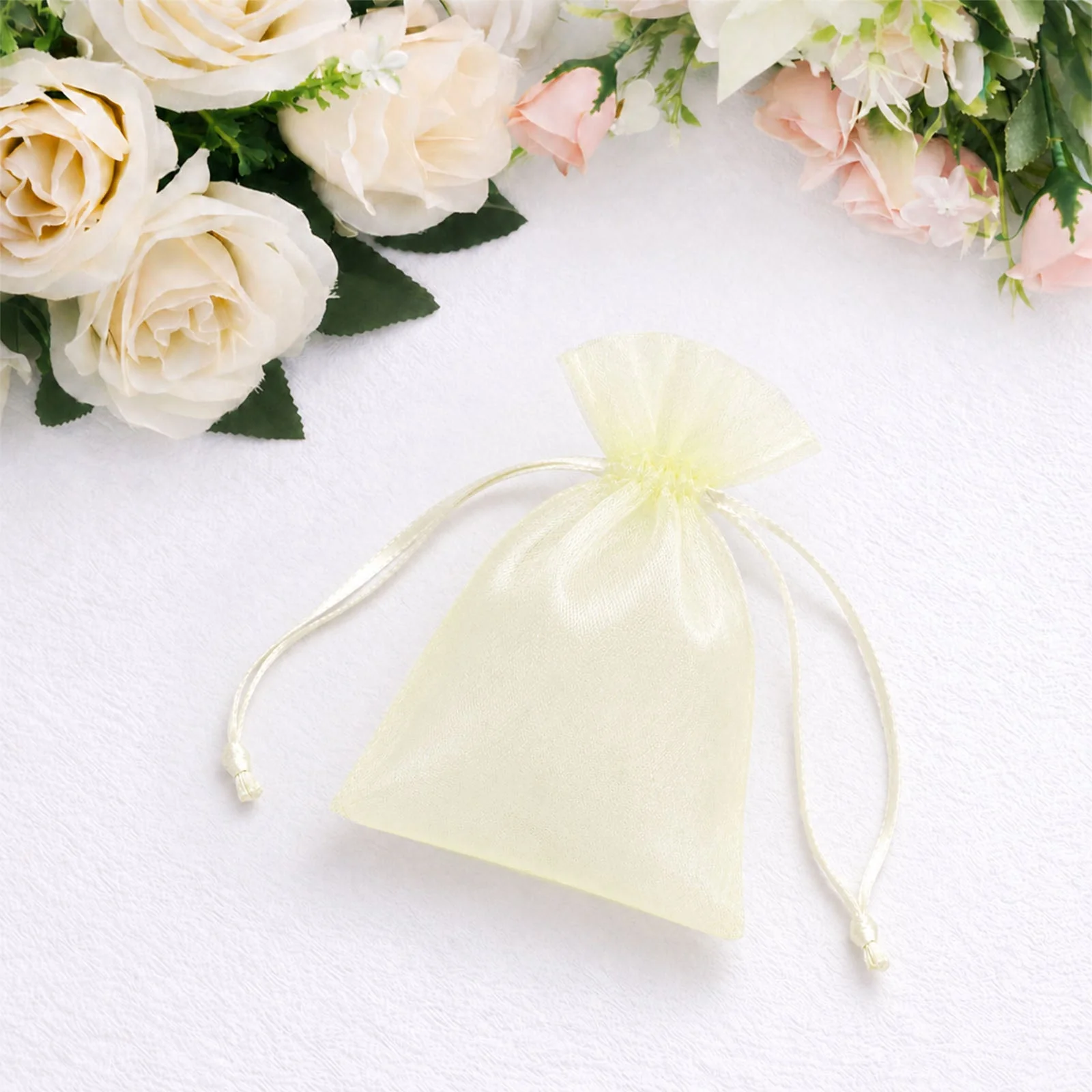 100 Pack Yellow Organza Drawstring Gift Bags 3" x 4" – Wedding Party Favor Bags - Image 6