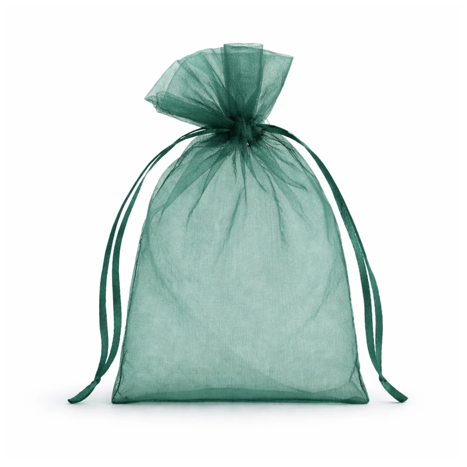 100 Pack Hunter Emerald Green Organza Gift Bags with Drawstring, 4" x 6" – Wedding Party Favor Bags - Image 2
