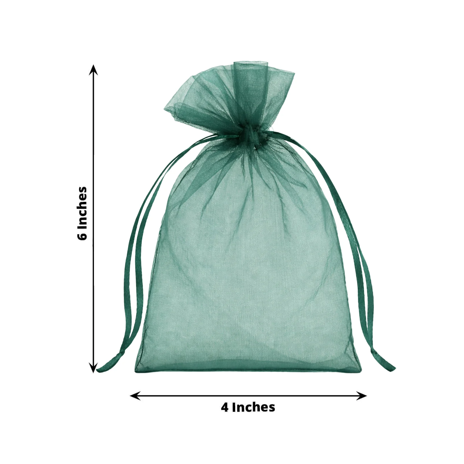 100 Pack Hunter Emerald Green Organza Gift Bags with Drawstring, 4" x 6" – Wedding Party Favor Bags - Image 3