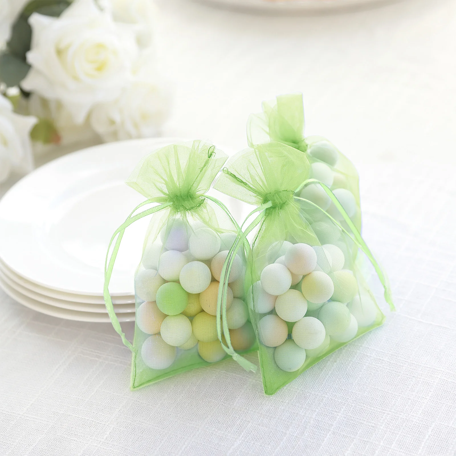100 Pack Mint Organza Gift Bags with Drawstring, 4" x 6" – Wedding Party Favor Bags - Image 6