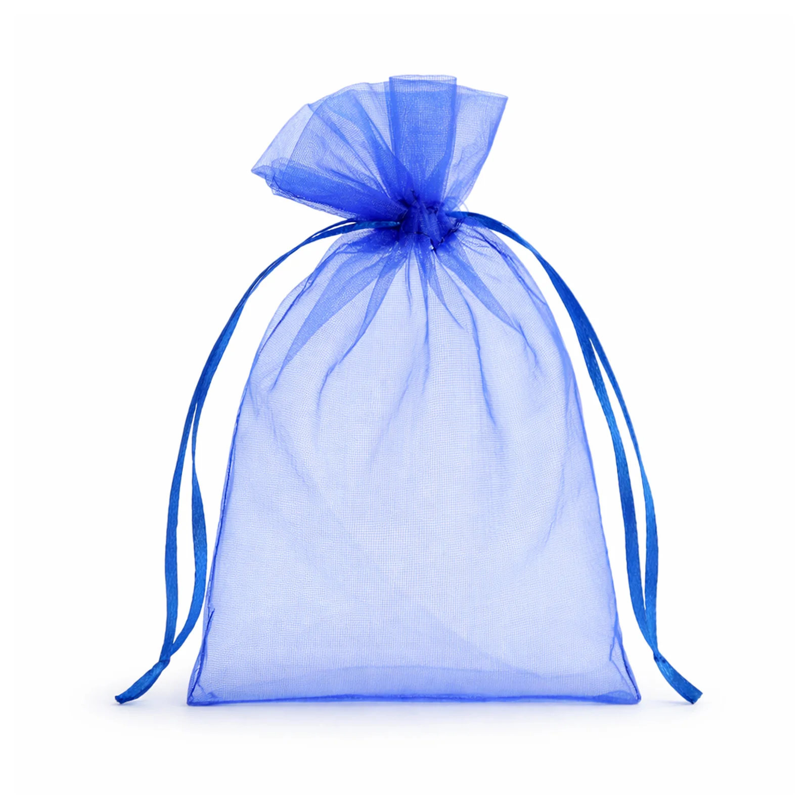100 Pack Royal Blue Organza Gift Bags with Drawstring, 4" x 6" – Wedding Party Favor Bags - Image 2