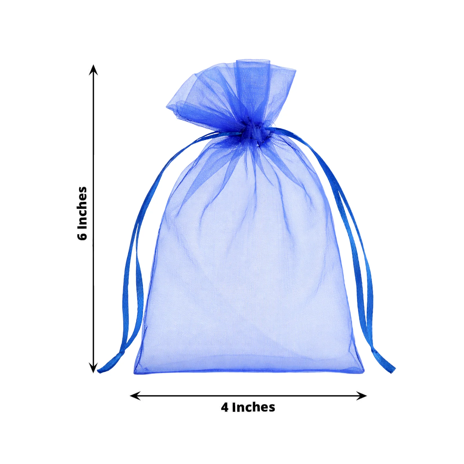 100 Pack Royal Blue Organza Gift Bags with Drawstring, 4" x 6" – Wedding Party Favor Bags - Image 3