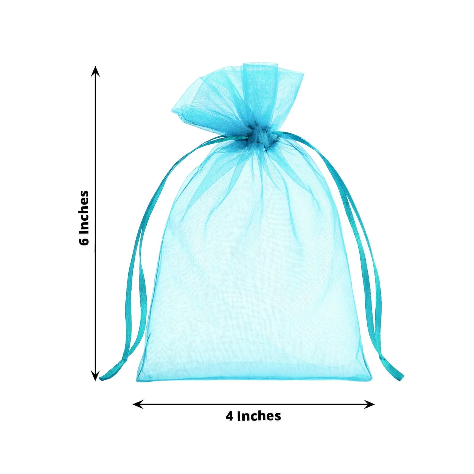 100 Pack Turquoise Organza Gift Bags with Drawstring, 4" x 6" – Wedding Party Favor Bags - Image 3