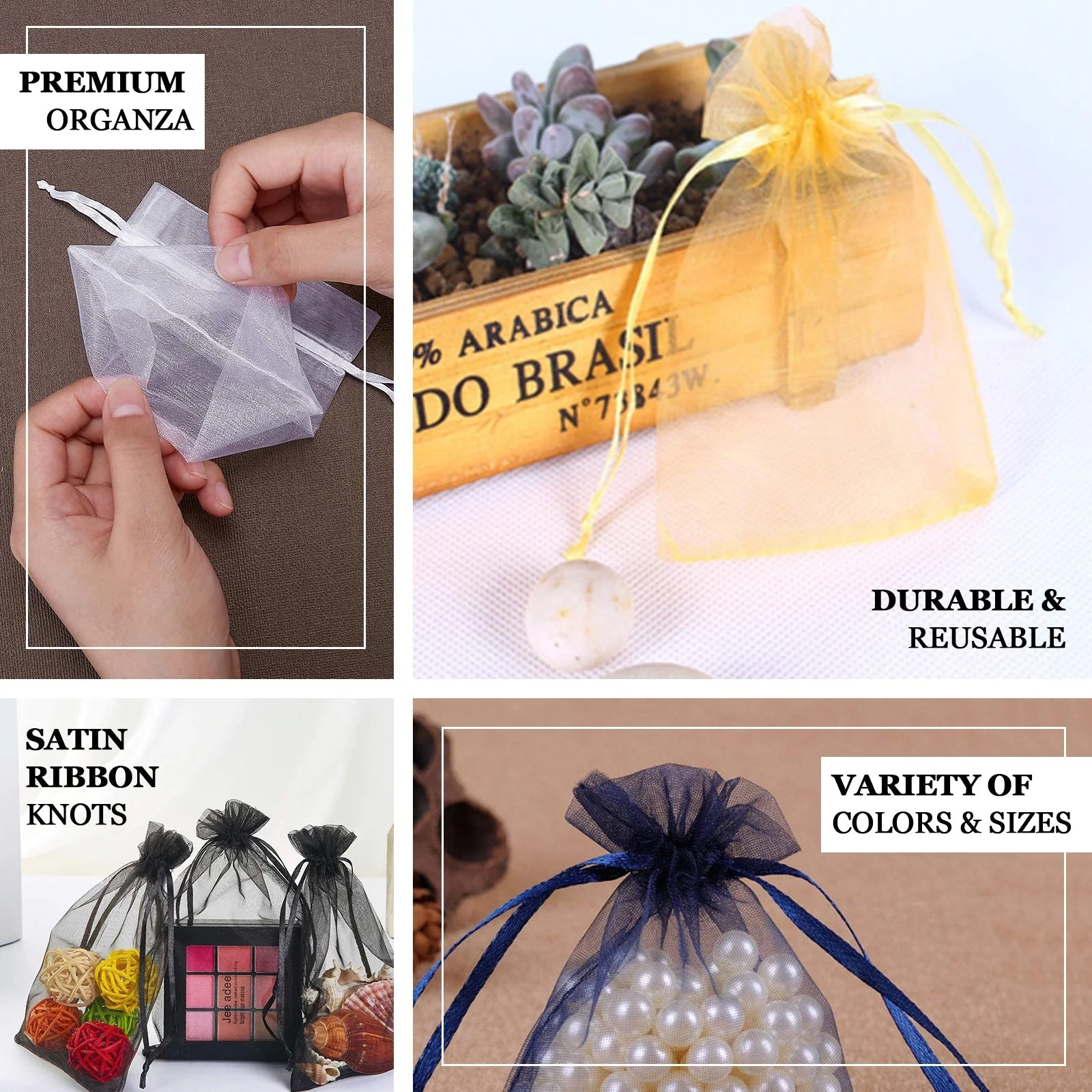 100 Pack Turquoise Organza Gift Bags with Drawstring, 4" x 6" – Wedding Party Favor Bags - Image 4