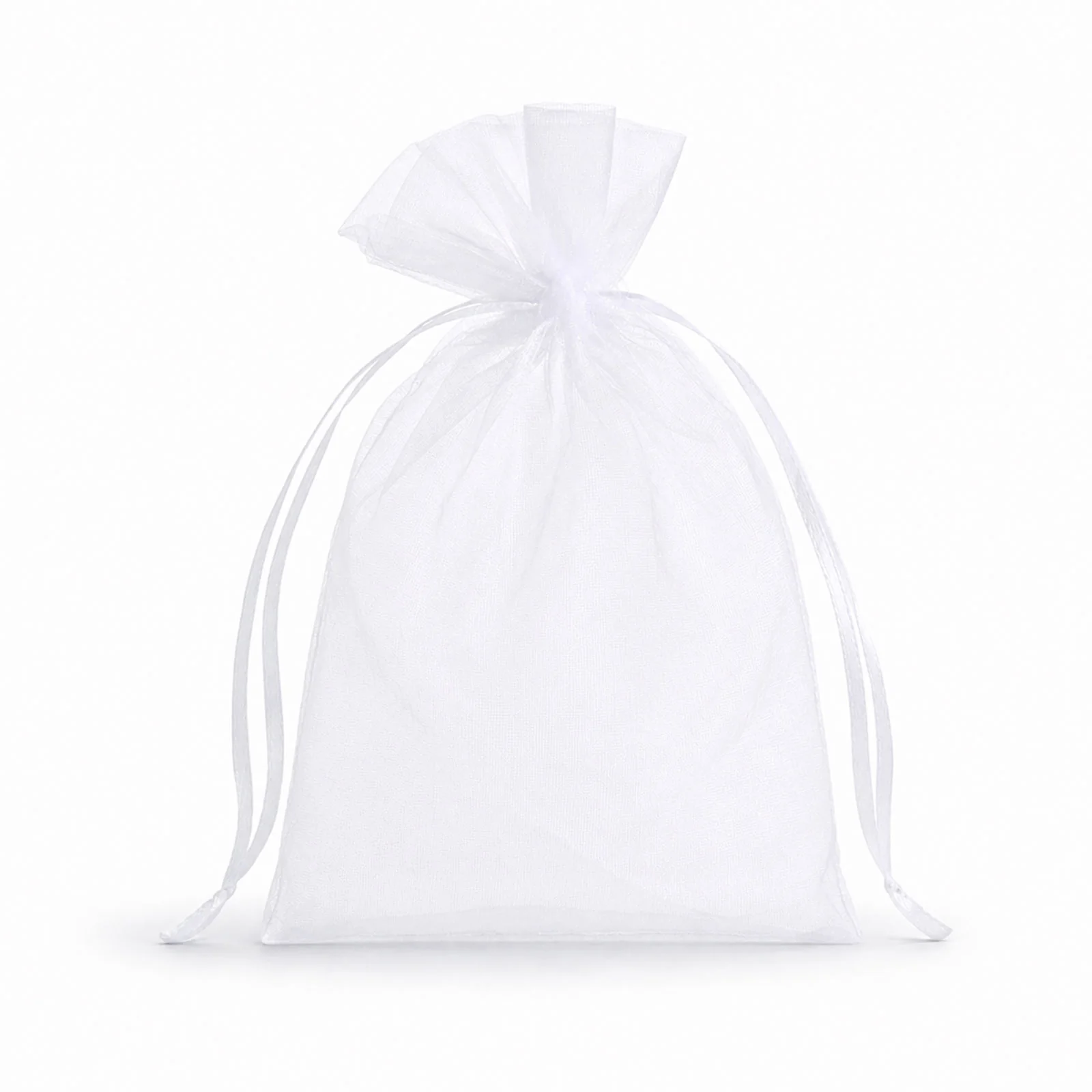 100 Pack White Organza Gift Bags with Drawstring, 4" x 6" – Wedding Party Favor Bags - Image 2
