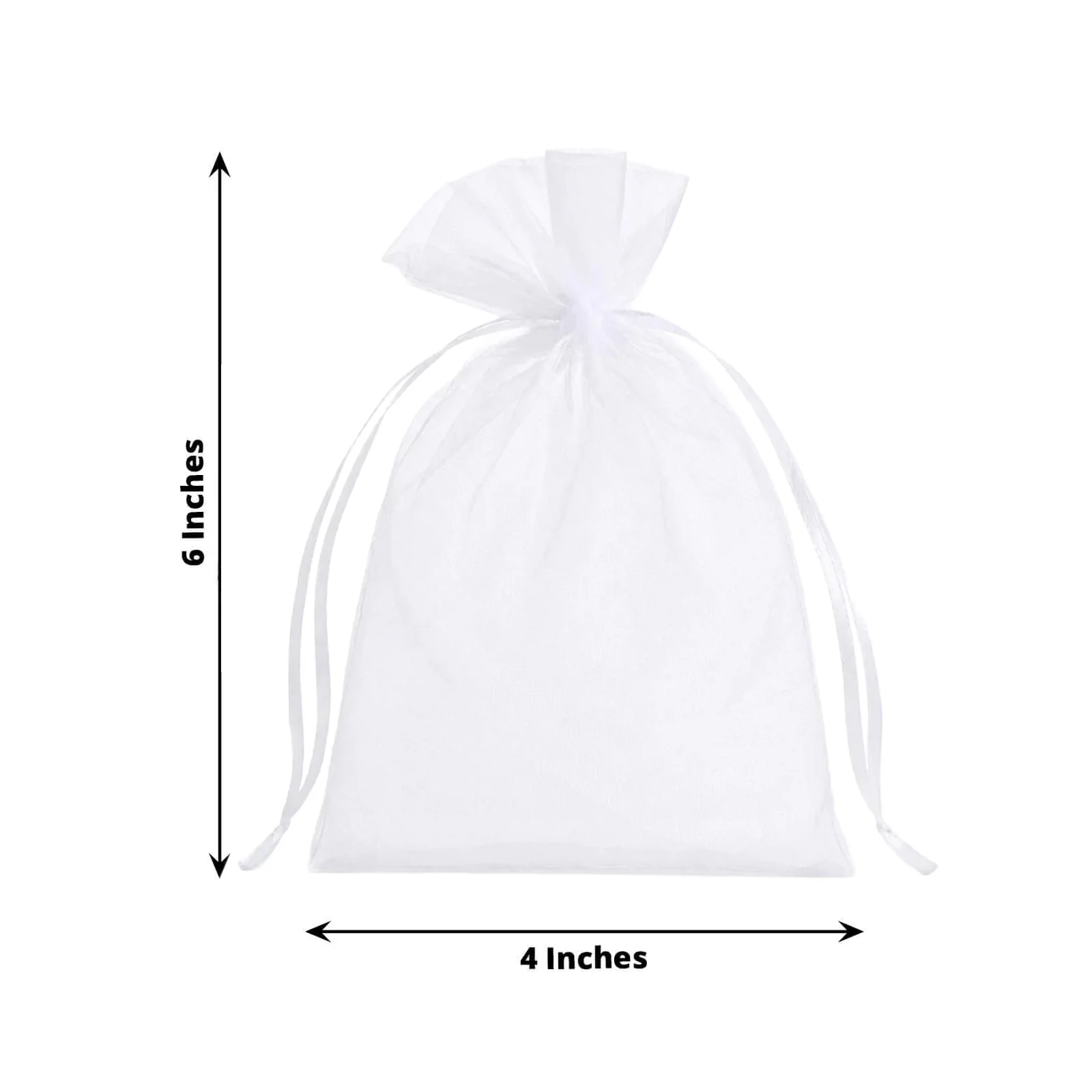 100 Pack White Organza Gift Bags with Drawstring, 4" x 6" – Wedding Party Favor Bags - Image 3
