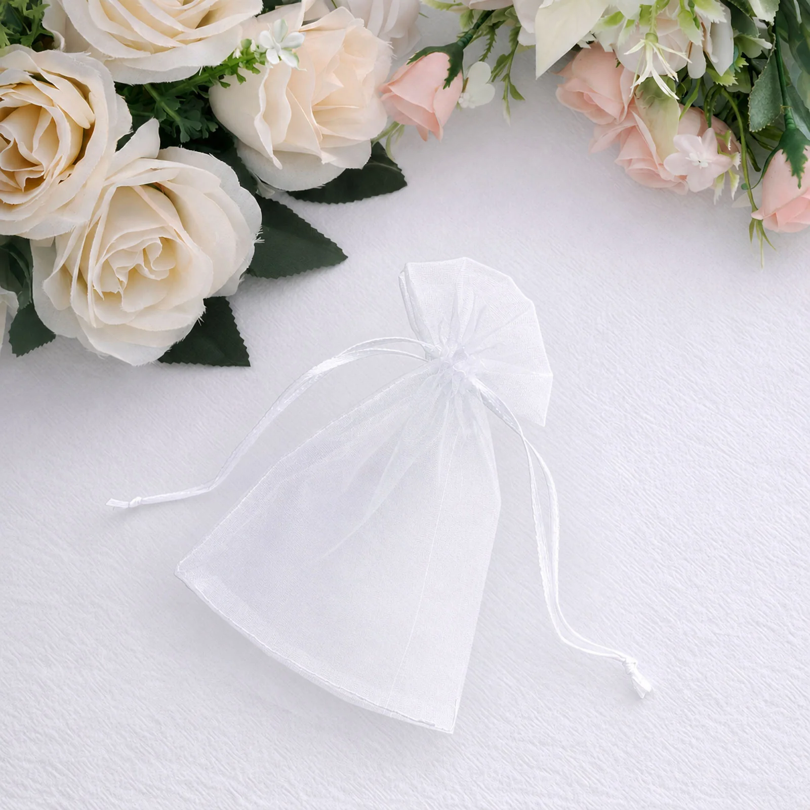 100 Pack White Organza Gift Bags with Drawstring, 4" x 6" – Wedding Party Favor Bags - Image 6