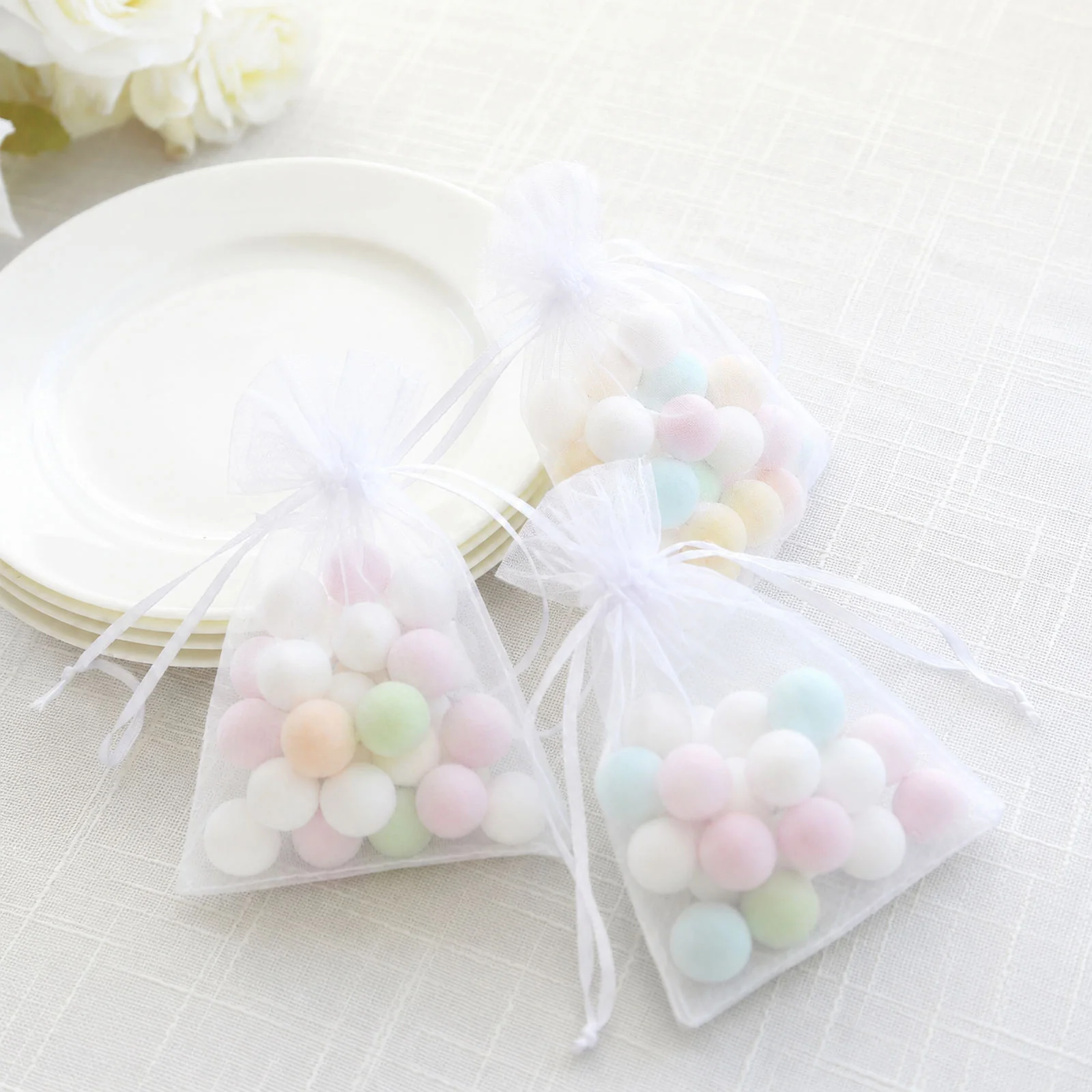 100 Pack White Organza Gift Bags with Drawstring, 4" x 6" – Wedding Party Favor Bags - Image 8