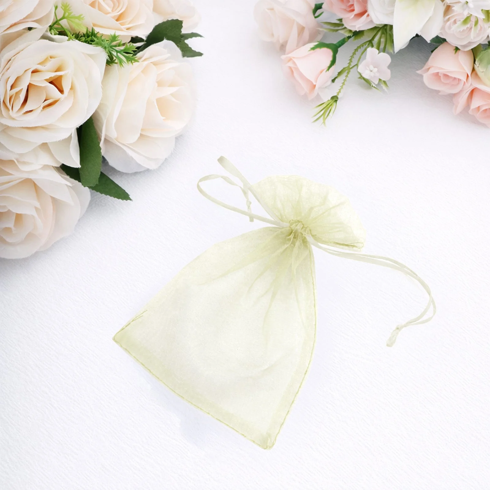 100 Pack Yellow Organza Gift Bags with Drawstring, 4" x 6" – Wedding Party Favor Bags - Image 10