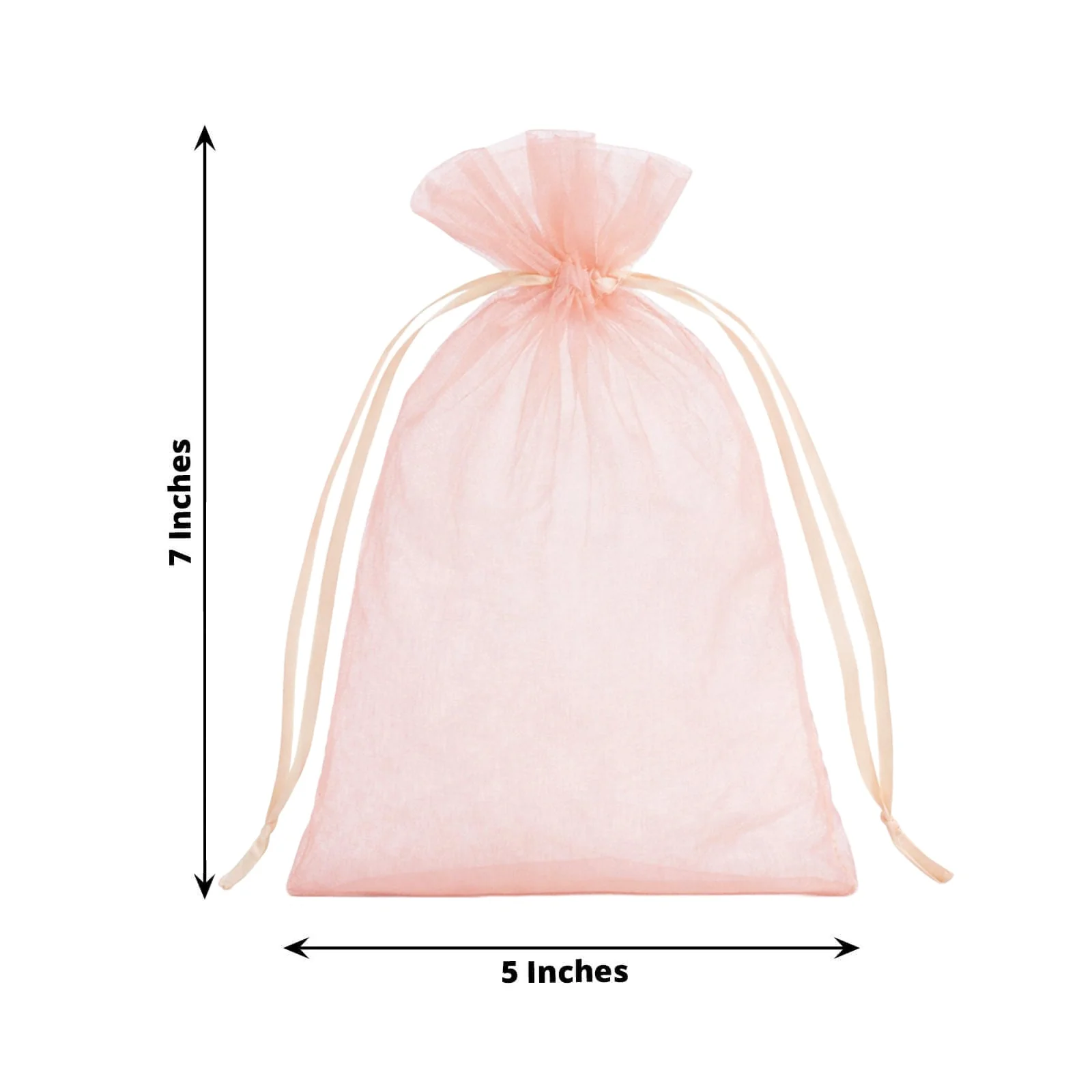 100 Pack Blush Organza Gift Bags with Drawstring, 5" x 7" – Wedding Party Favor Bags - Image 3