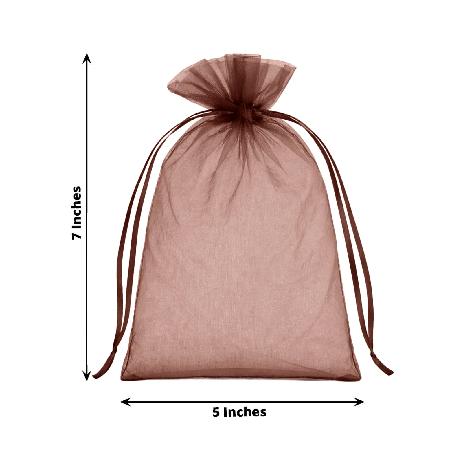 100 Pack Chocolate Organza Gift Bags with Drawstring, 5" x 7" – Wedding Party Favor Bags - Image 3