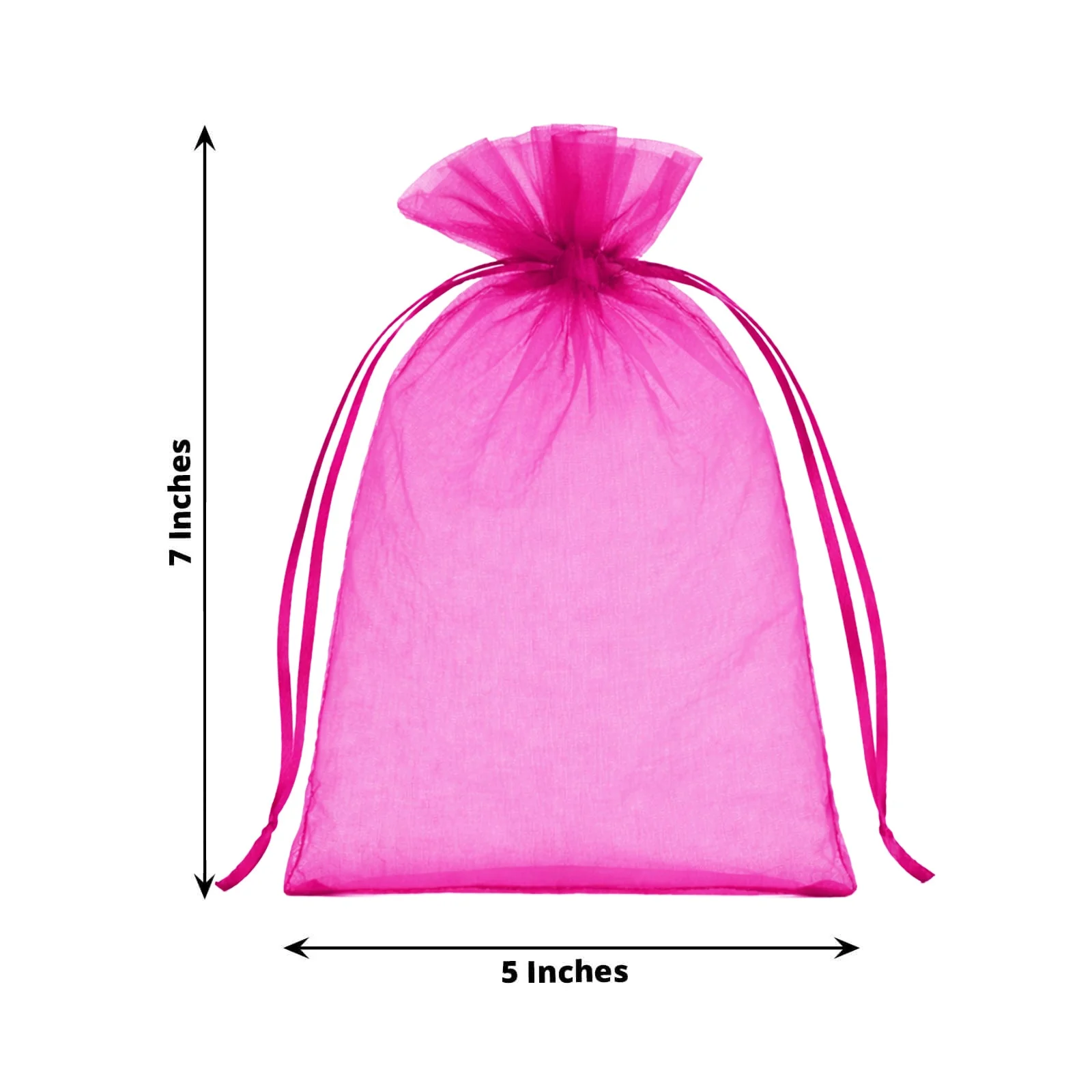 100 Pack Fuchsia Organza Gift Bags with Drawstring, 5" x 7" – Wedding Party Favor Bags - Image 3