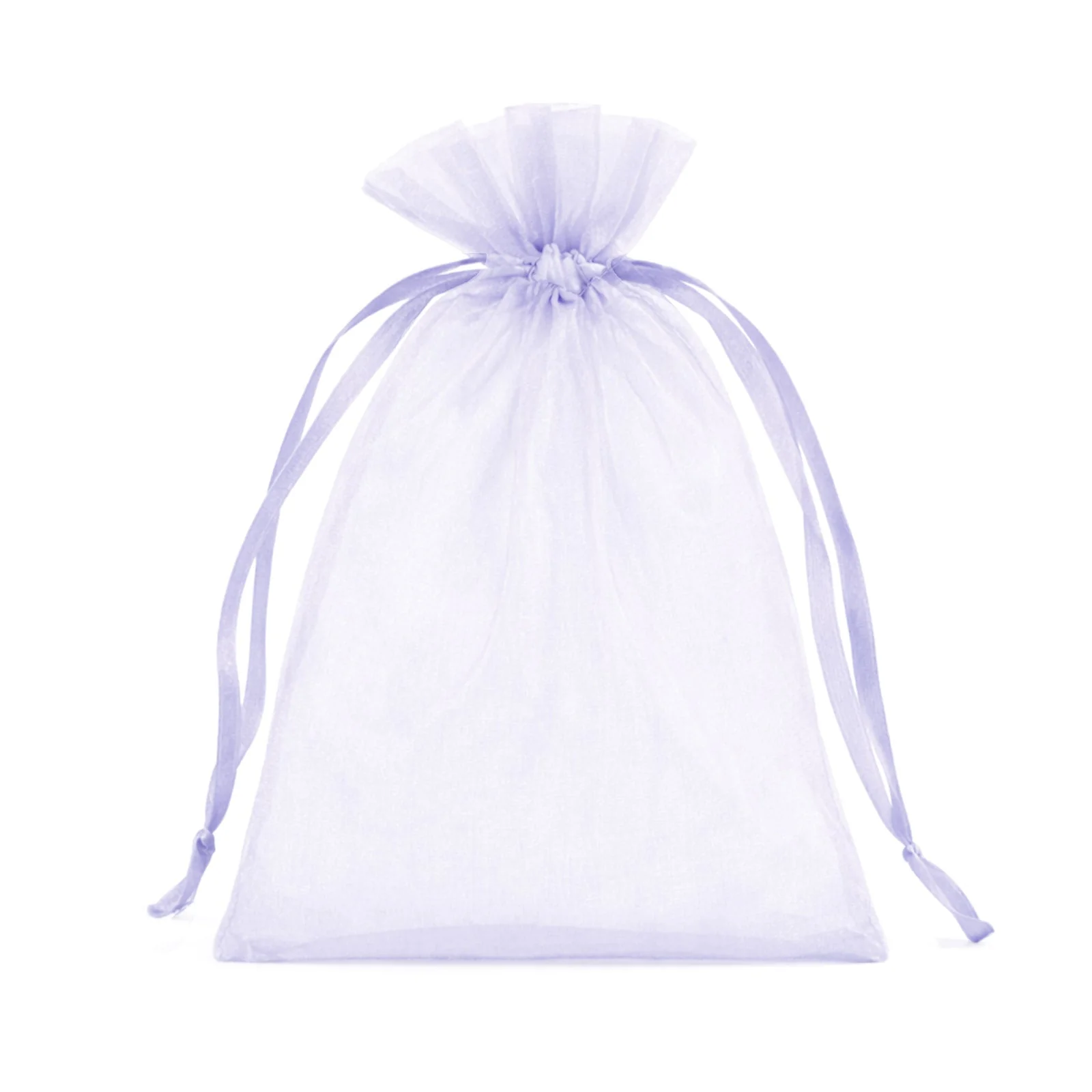 100 Pack Lavender Lilac Organza Gift Bags with Drawstring, 5" x 7" – Wedding Party Favor Bags - Image 2