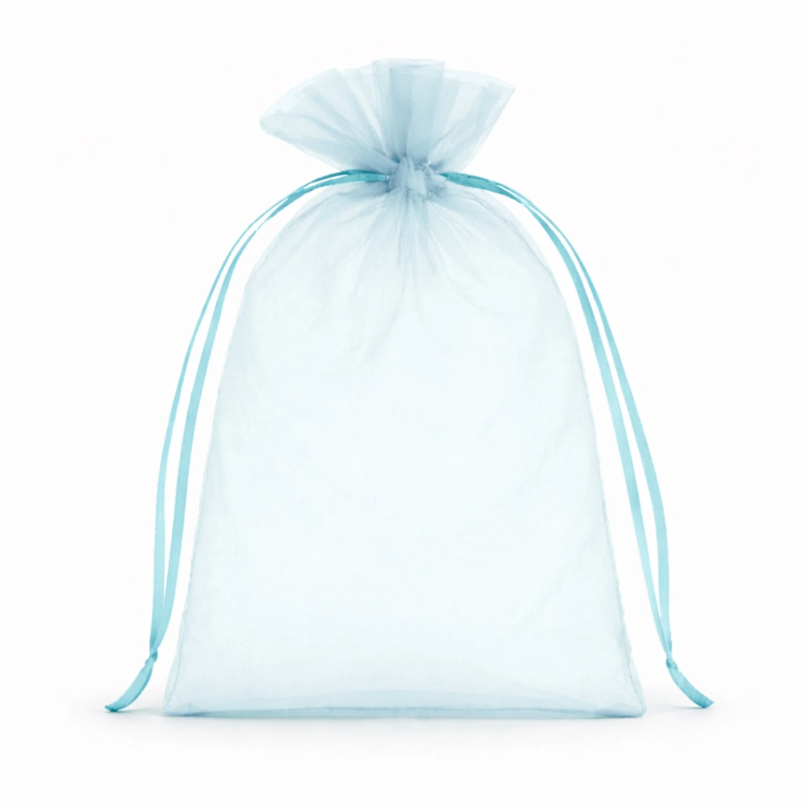 100 Pack Light Blue Organza Gift Bags with Drawstring, 5" x 7" – Wedding Party Favor Bags - Image 2