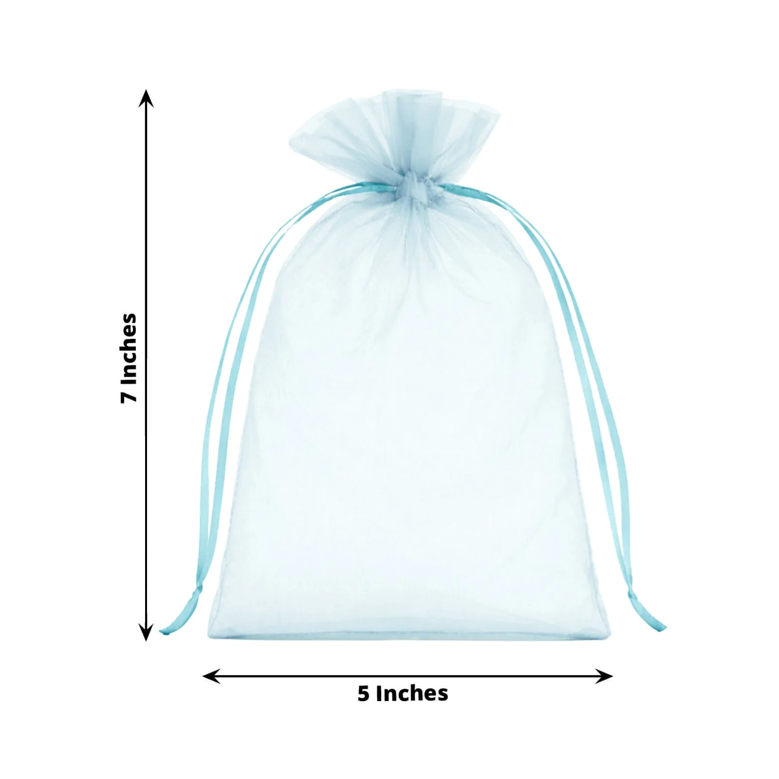 100 Pack Light Blue Organza Gift Bags with Drawstring, 5" x 7" – Wedding Party Favor Bags - Image 3