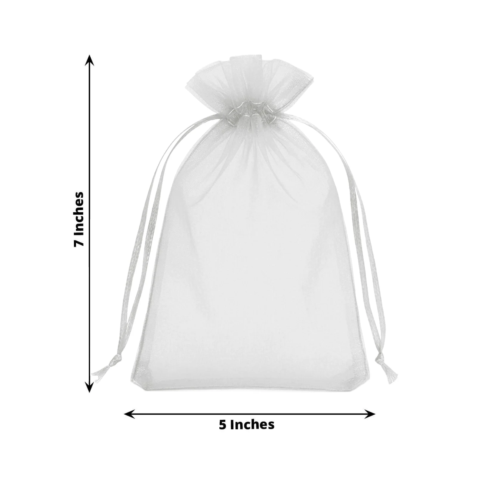 100 Pack Silver Organza Gift Bags with Drawstring, 5" x 7" – Wedding Party Favor Bags - Image 3